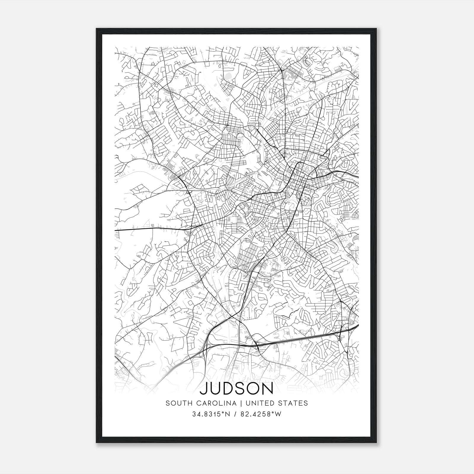 Judson South Carolina Map Poster, Modern Home Decor Wall Art Print Judson South Carolina Map Poster, Modern Home Decor Wall Art Print
