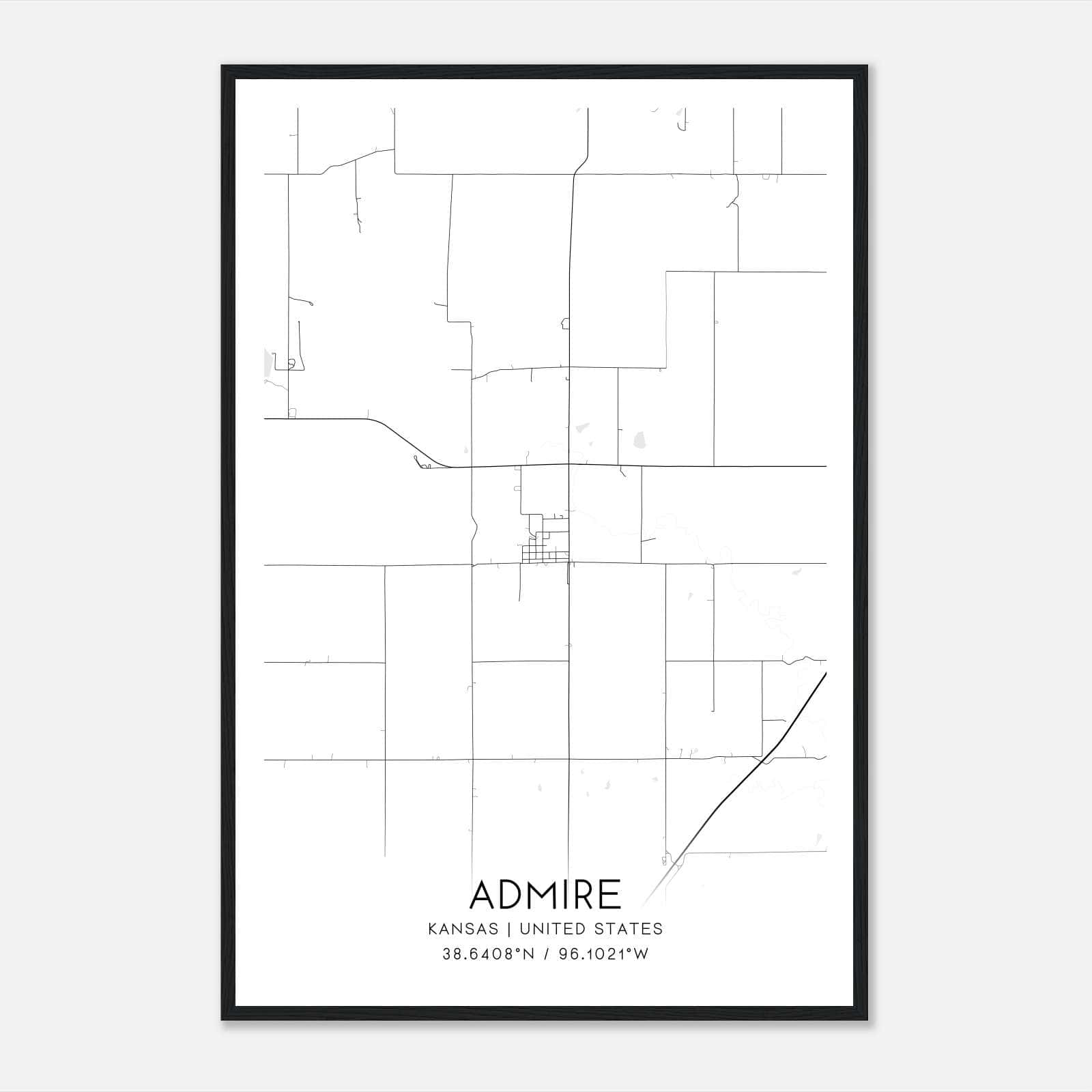 Admire Kansas Map Poster, Modern Home Decor Wall Art Print Admire Kansas Map Poster, Modern Home Decor Wall Art Print