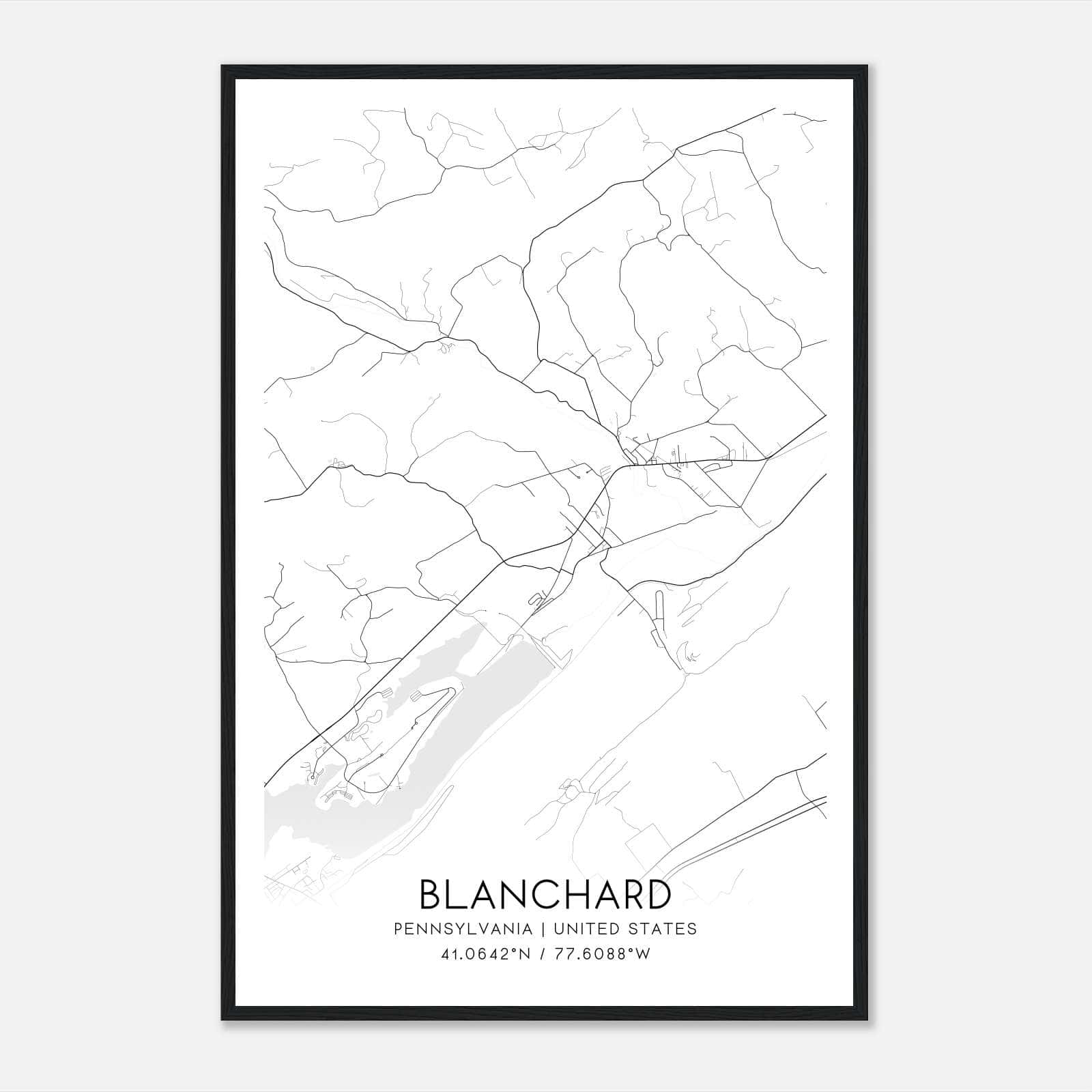 Blanchard Pennsylvania Map Poster, Modern Home Decor Wall Art Print Blanchard Pennsylvania Map Poster, Modern Home Decor Wall Art Print