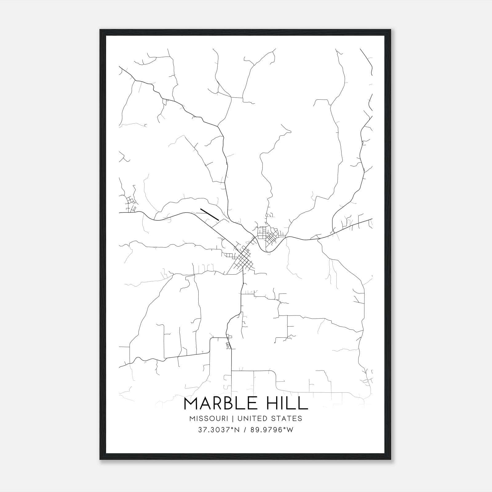Marble Hill Missouri Map Poster, Modern Home Decor Wall Art Print Marble Hill Missouri Map Poster, Modern Home Decor Wall Art Print