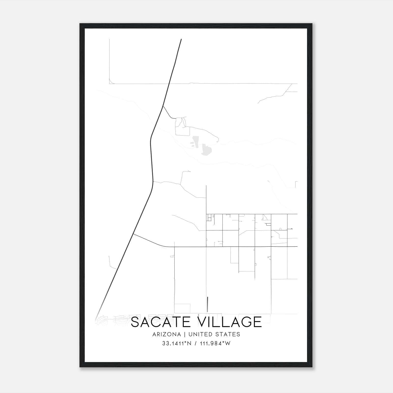 Sacate Village Arizona Map Poster, Modern Home Decor Wall Art Print Sacate Village Arizona Map Poster, Modern Home Decor Wall Art Print