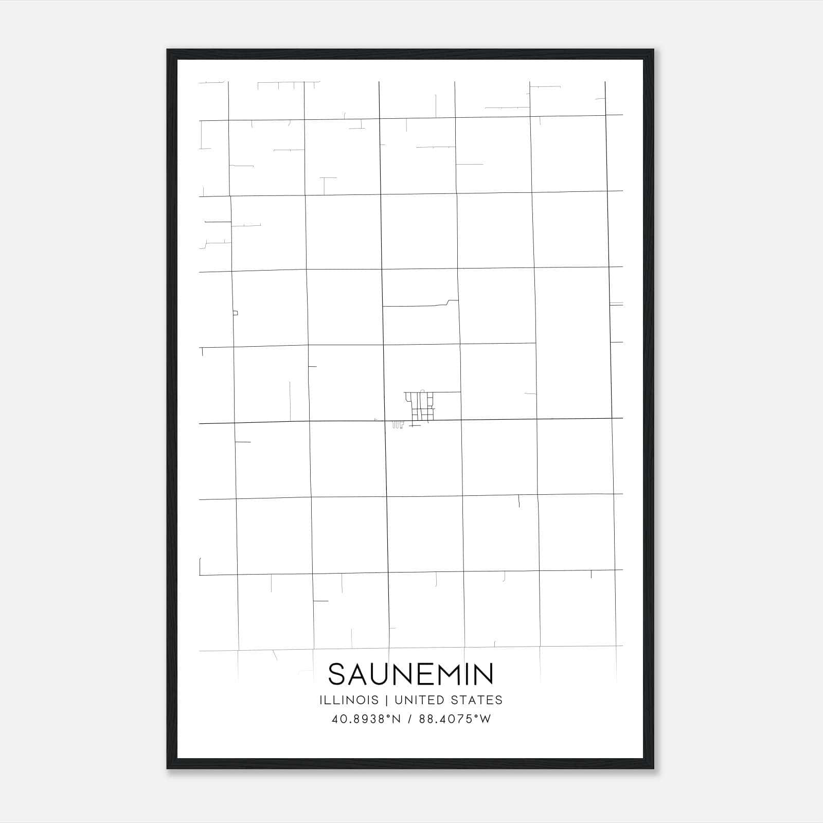 Saunemin Illinois Map Poster, Modern Home Decor Wall Art Print Saunemin Illinois Map Poster, Modern Home Decor Wall Art Print