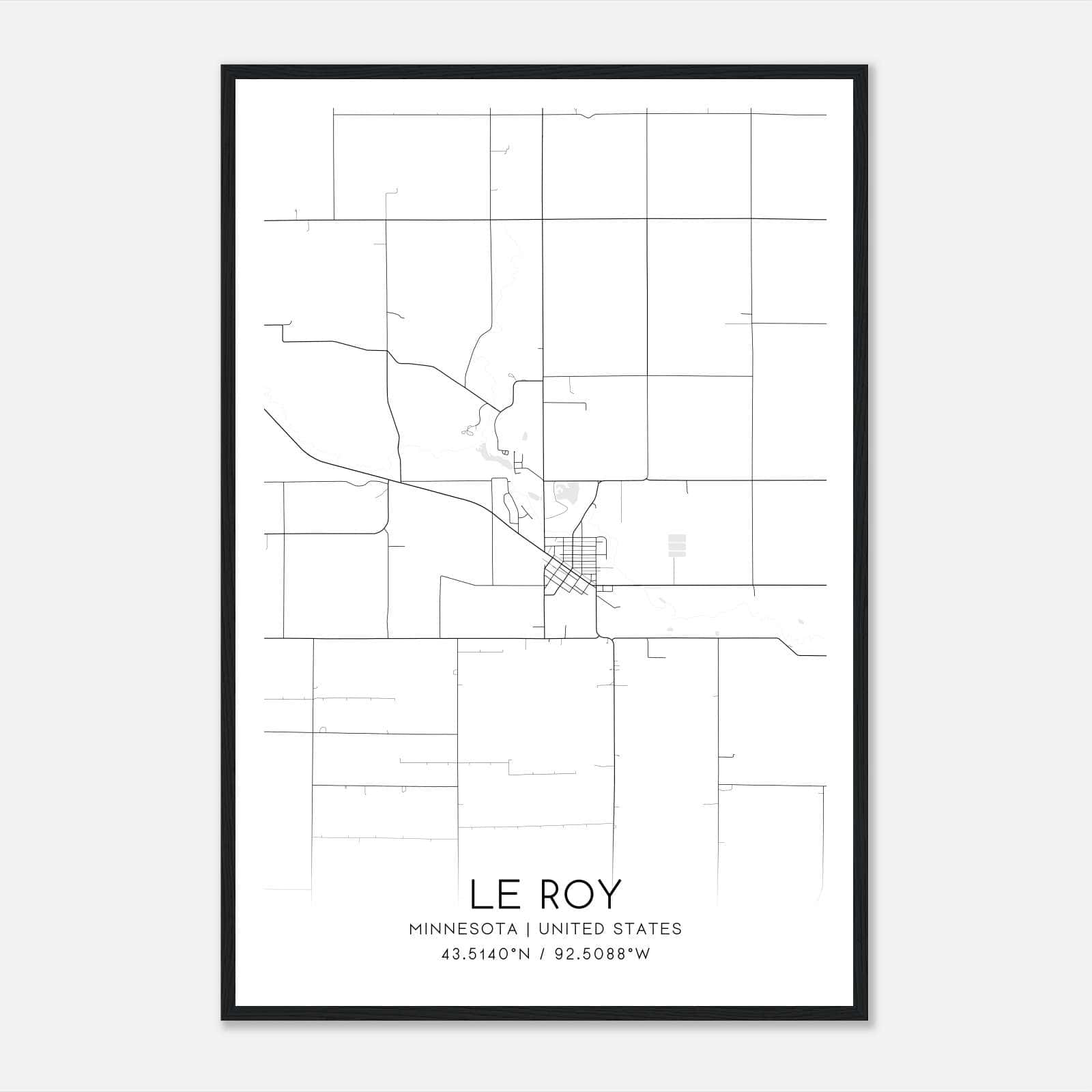 Le Roy Minnesota Map Poster, Modern Home Decor Wall Art Print Le Roy Minnesota Map Poster, Modern Home Decor Wall Art Print