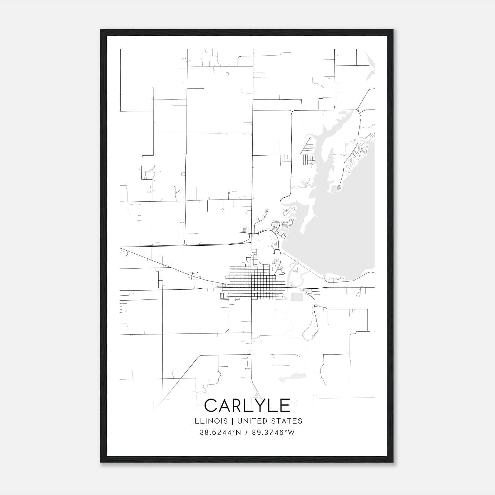 Carlyle Illinois Map Poster, Modern Home Decor Wall Art Print Carlyle Illinois Map Poster, Modern Home Decor Wall Art Print