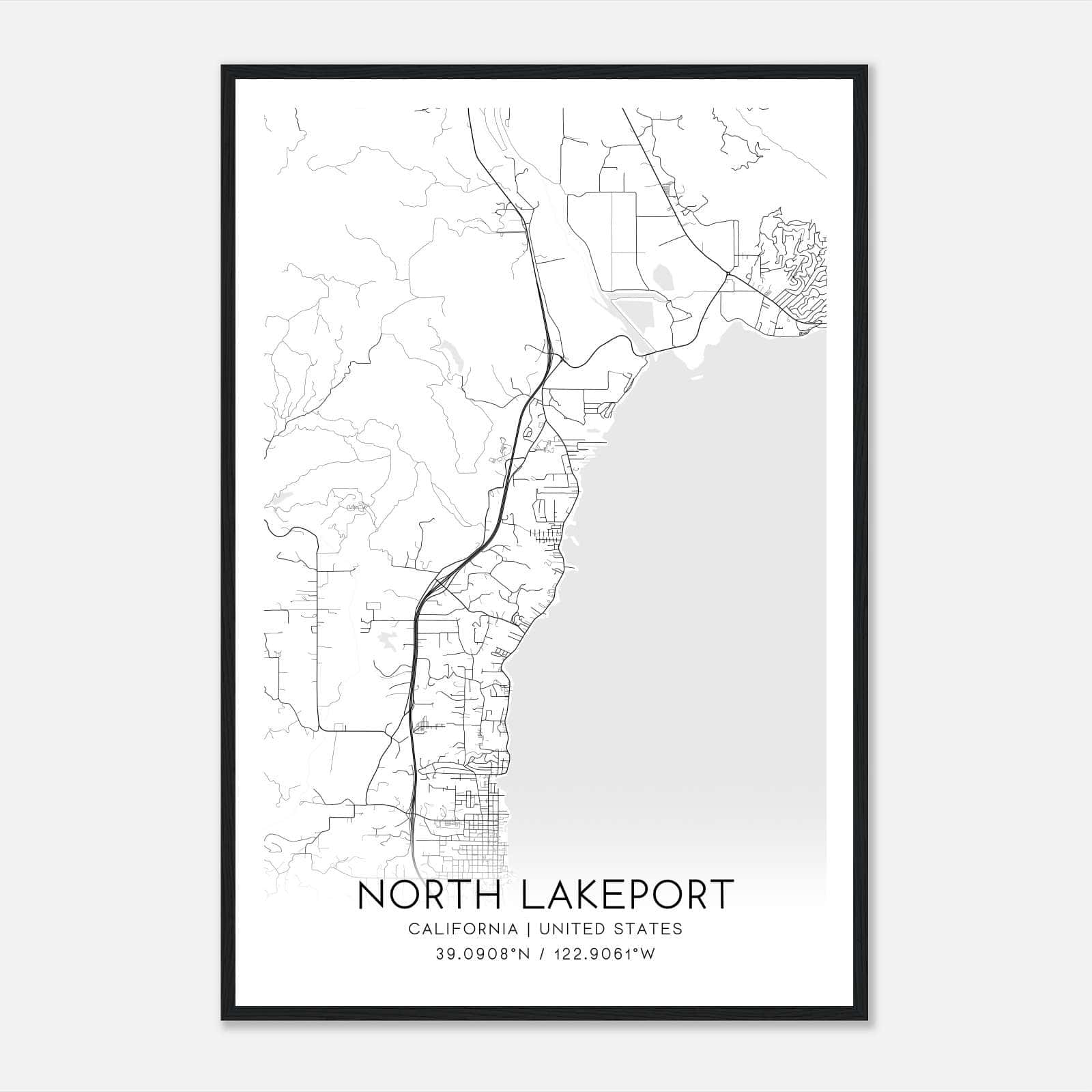 North Lakeport California Map Poster, Modern Home Decor Wall Art Print North Lakeport California Map Poster, Modern Home Decor Wall Art Print
