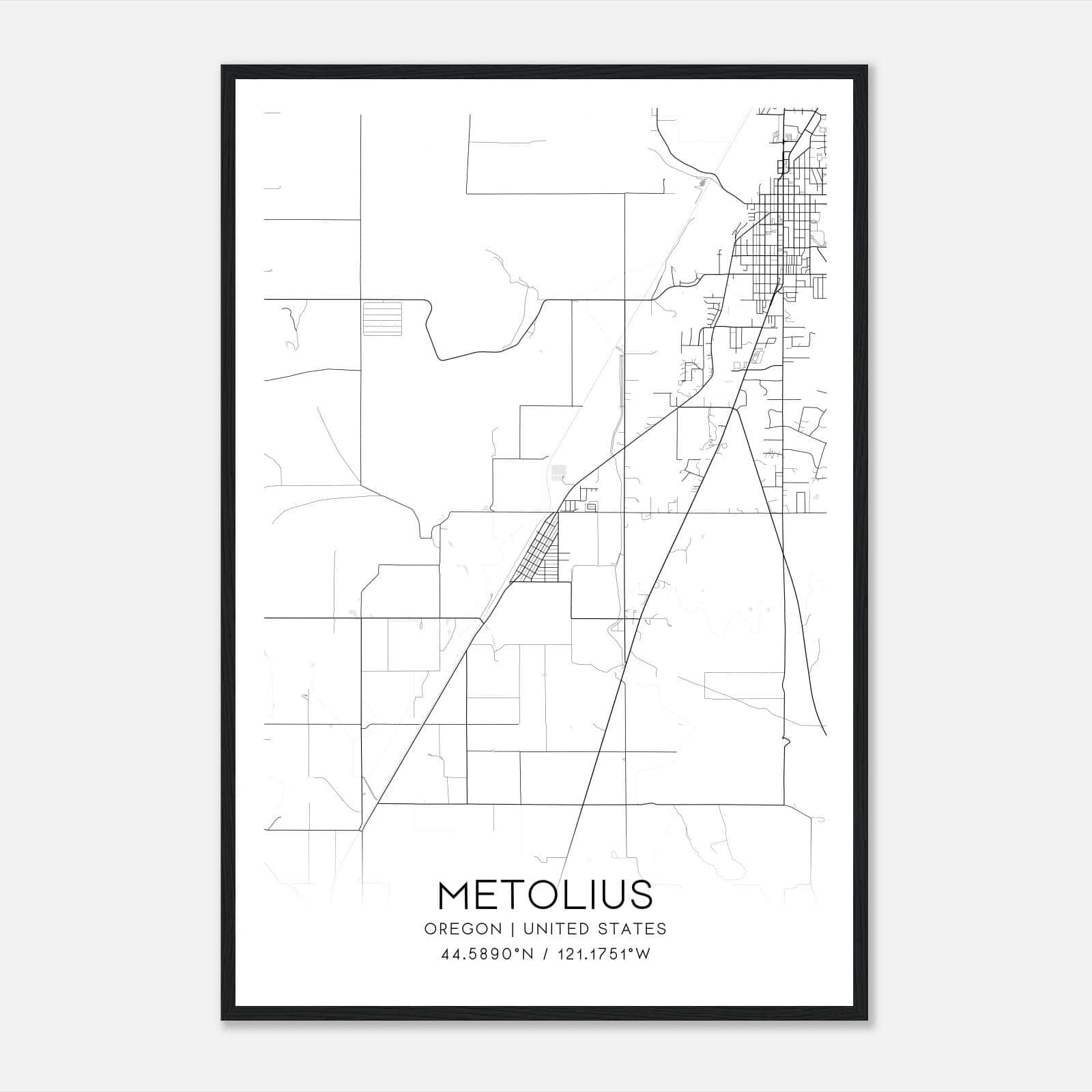 Metolius Oregon Map Poster, Modern Home Decor Wall Art Print Metolius Oregon Map Poster, Modern Home Decor Wall Art Print