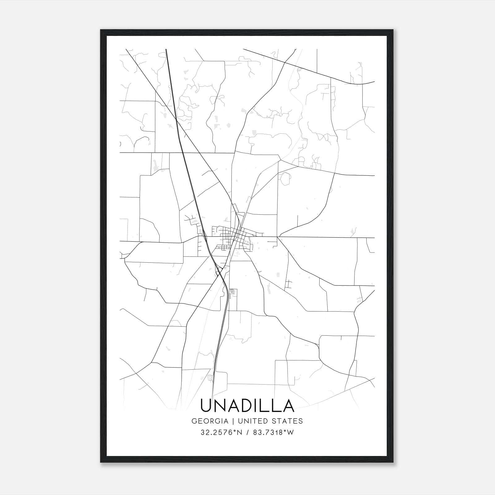 Unadilla Georgia Map Poster, Modern Home Decor Wall Art Print Unadilla Georgia Map Poster, Modern Home Decor Wall Art Print