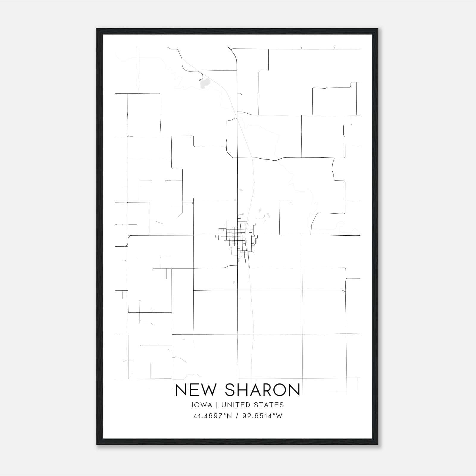 New Sharon Iowa Map Poster, Modern Home Decor Wall Art Print New Sharon Iowa Map Poster, Modern Home Decor Wall Art Print