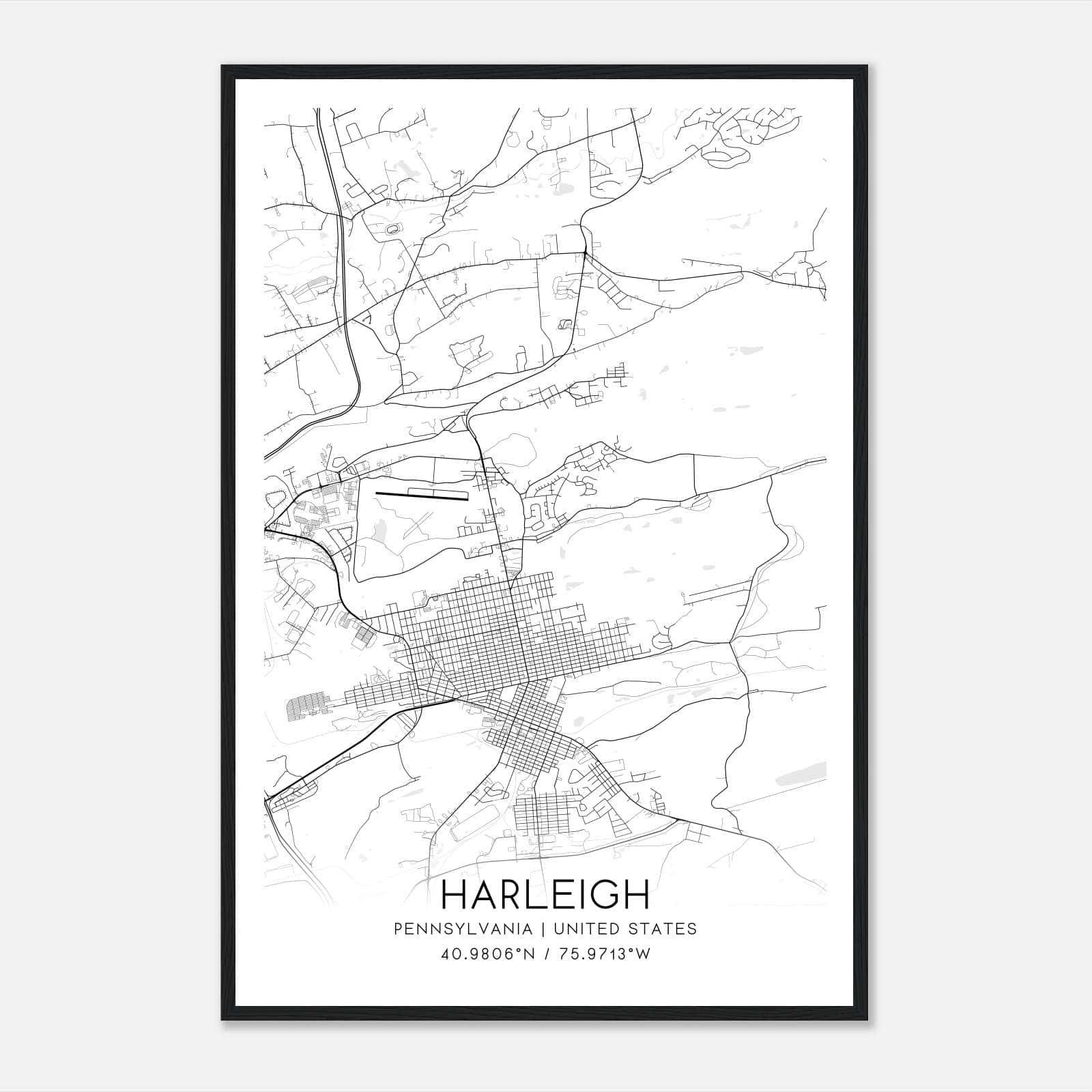 Harleigh Pennsylvania Map Poster, Modern Home Decor Wall Art Print Harleigh Pennsylvania Map Poster, Modern Home Decor Wall Art Print