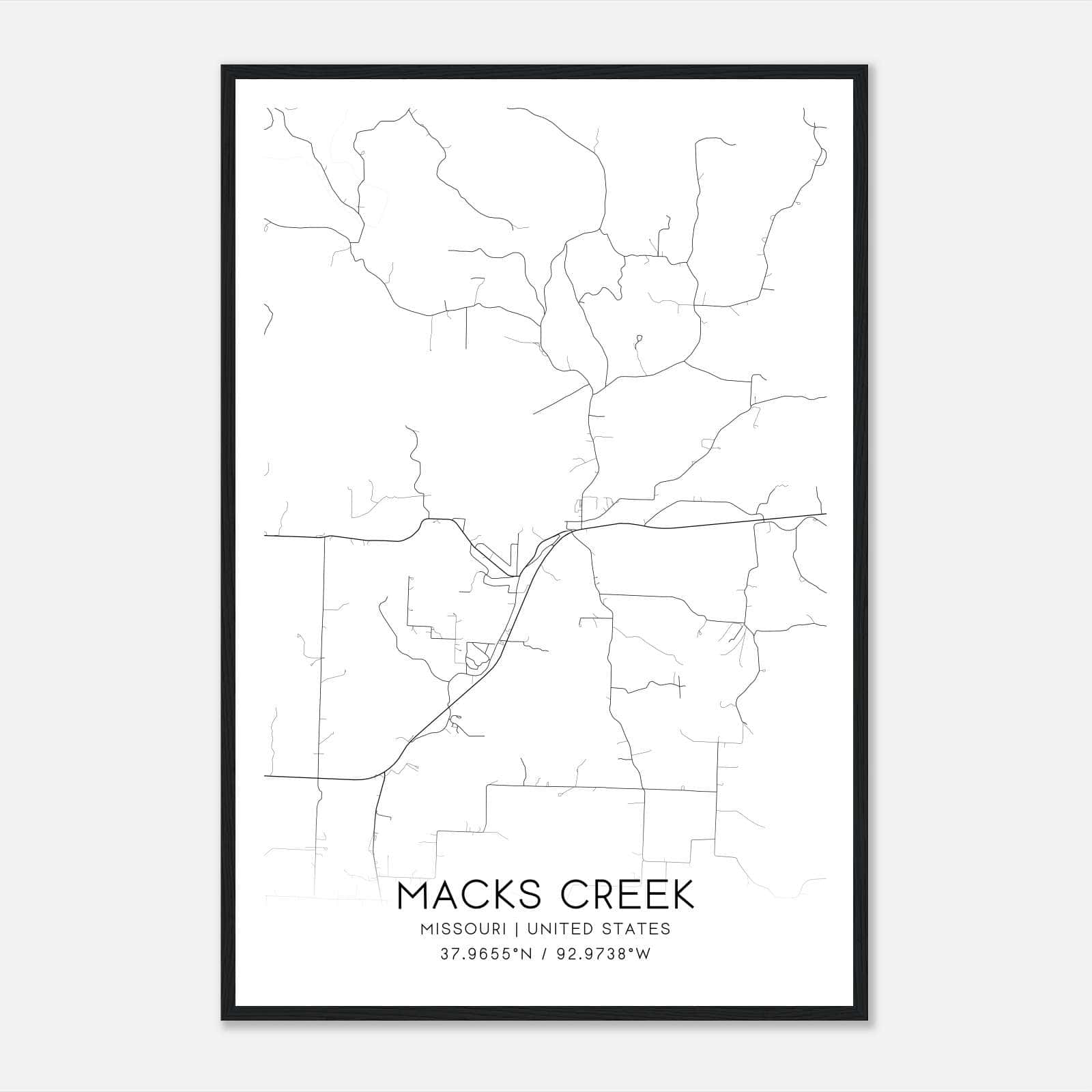 Macks Creek Missouri Map Poster, Modern Home Decor Wall Art Print Macks Creek Missouri Map Poster, Modern Home Decor Wall Art Print