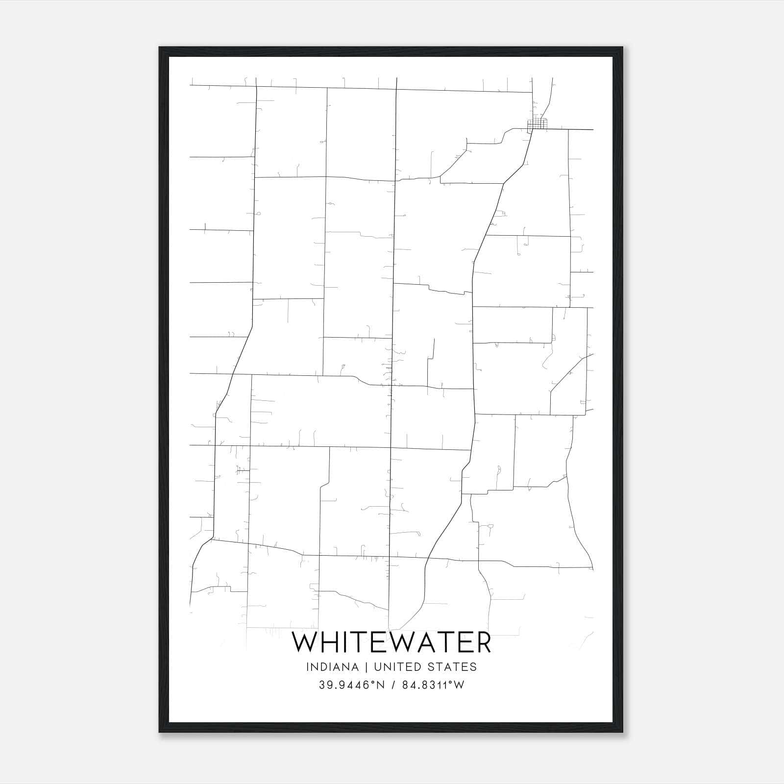 Whitewater Indiana Map Poster, Modern Home Decor Wall Art Print Whitewater Indiana Map Poster, Modern Home Decor Wall Art Print
