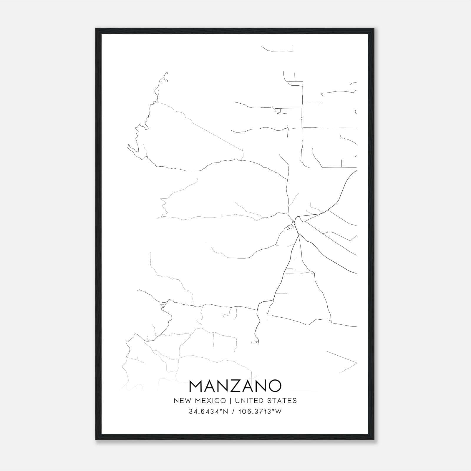 Manzano New Mexico Map Poster, Modern Home Decor Wall Art Print Manzano New Mexico Map Poster, Modern Home Decor Wall Art Print