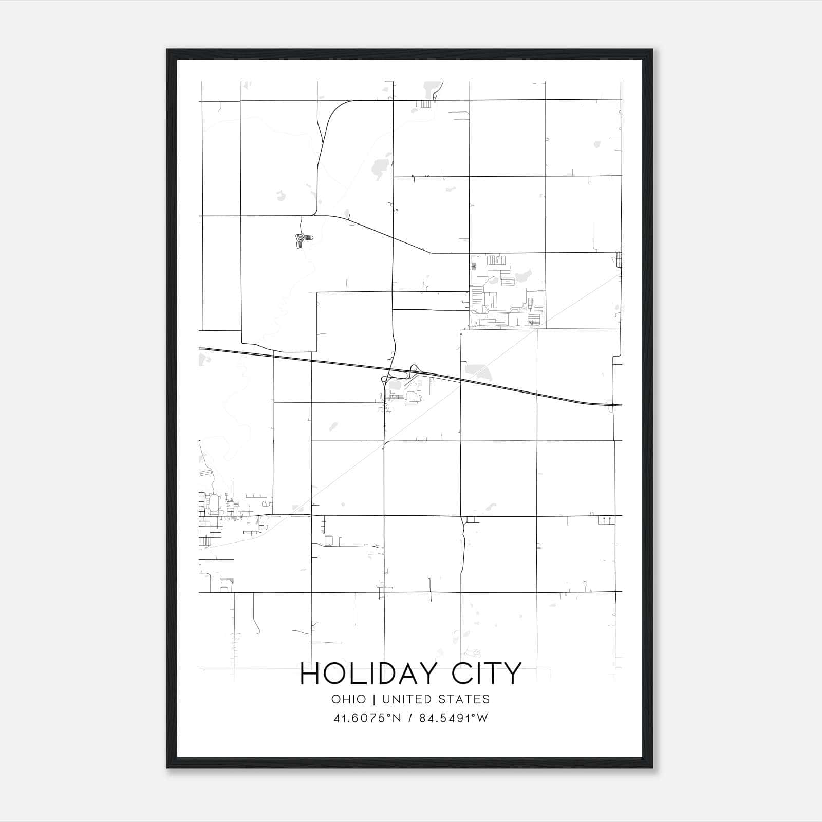 Holiday City Ohio Map Poster, Modern Home Decor Wall Art Print Holiday City Ohio Map Poster, Modern Home Decor Wall Art Print