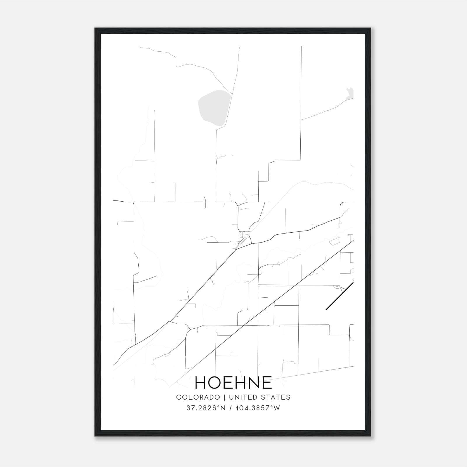 Hoehne Colorado Map Poster, Modern Home Decor Wall Art Print Hoehne Colorado Map Poster, Modern Home Decor Wall Art Print