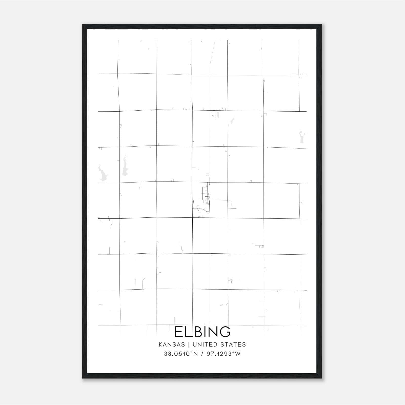 Elbing Kansas Map Poster, Modern Home Decor Wall Art Print Elbing Kansas Map Poster, Modern Home Decor Wall Art Print