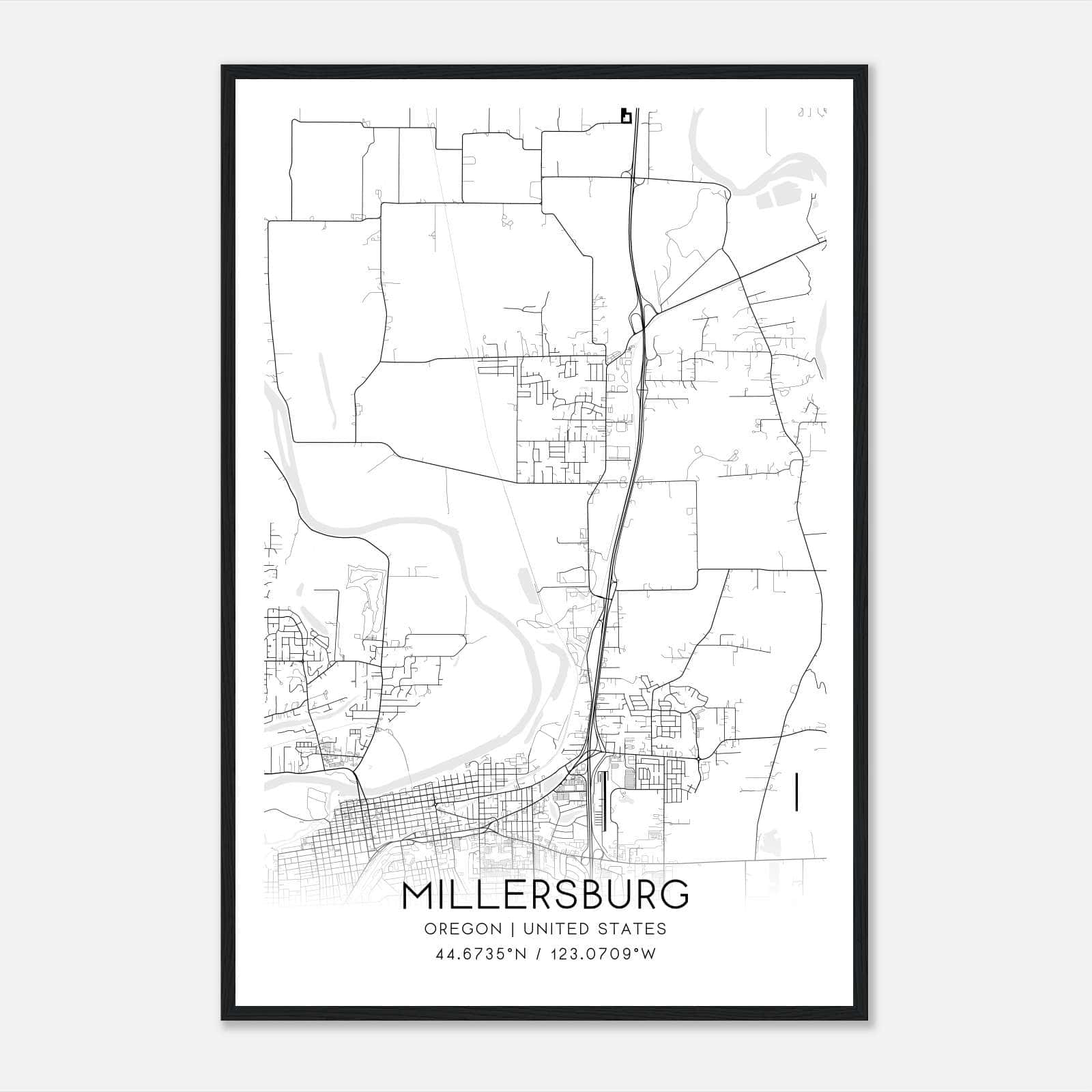 Millersburg Oregon Map Poster, Modern Home Decor Wall Art Print Millersburg Oregon Map Poster, Modern Home Decor Wall Art Print