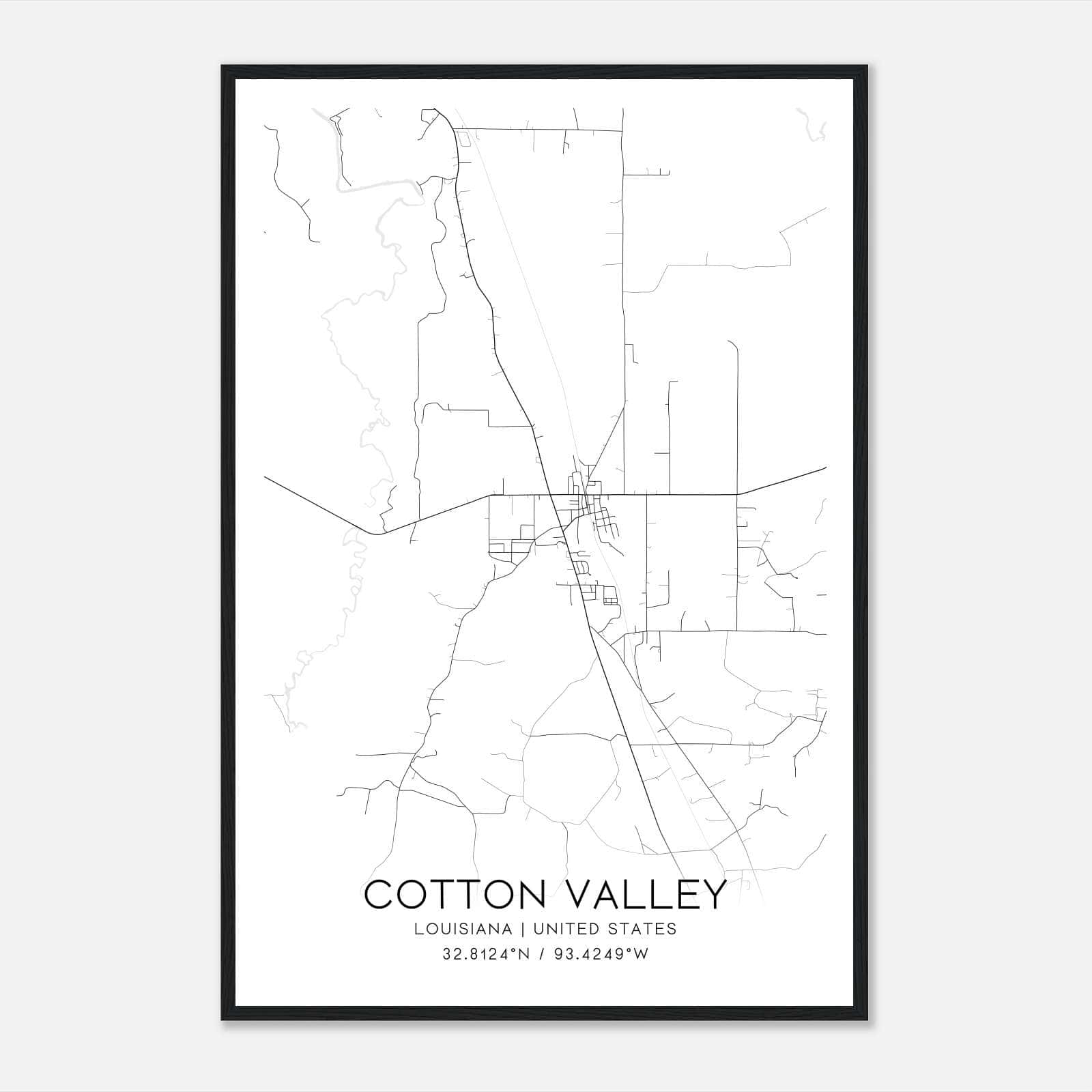 Cotton Valley Louisiana Map Poster, Modern Home Decor Wall Art Print Cotton Valley Louisiana Map Poster, Modern Home Decor Wall Art Print