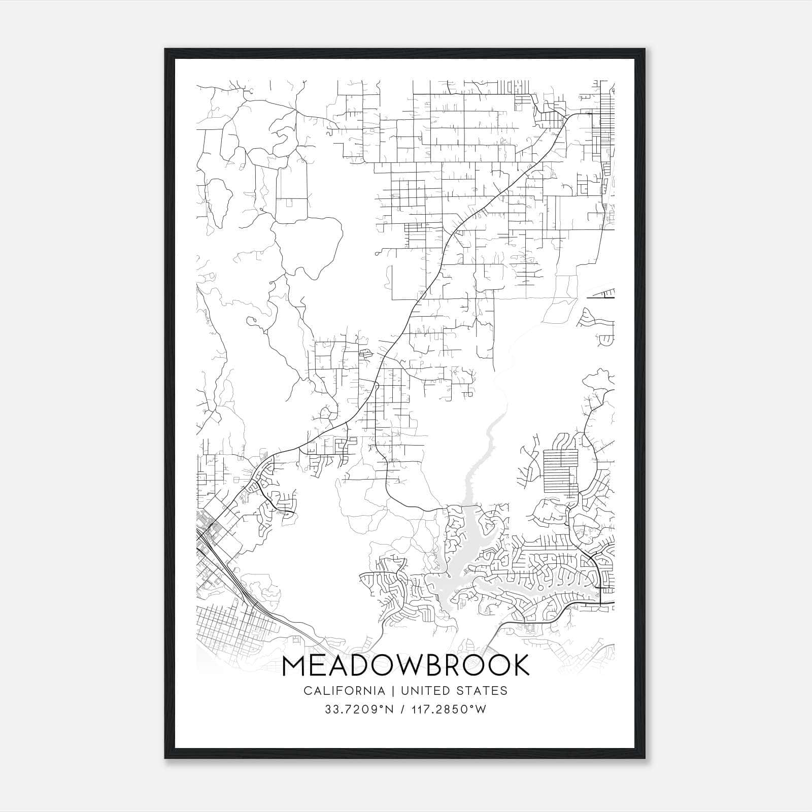 Meadowbrook California Map Poster, Modern Home Decor Wall Art Print Meadowbrook California Map Poster, Modern Home Decor Wall Art Print