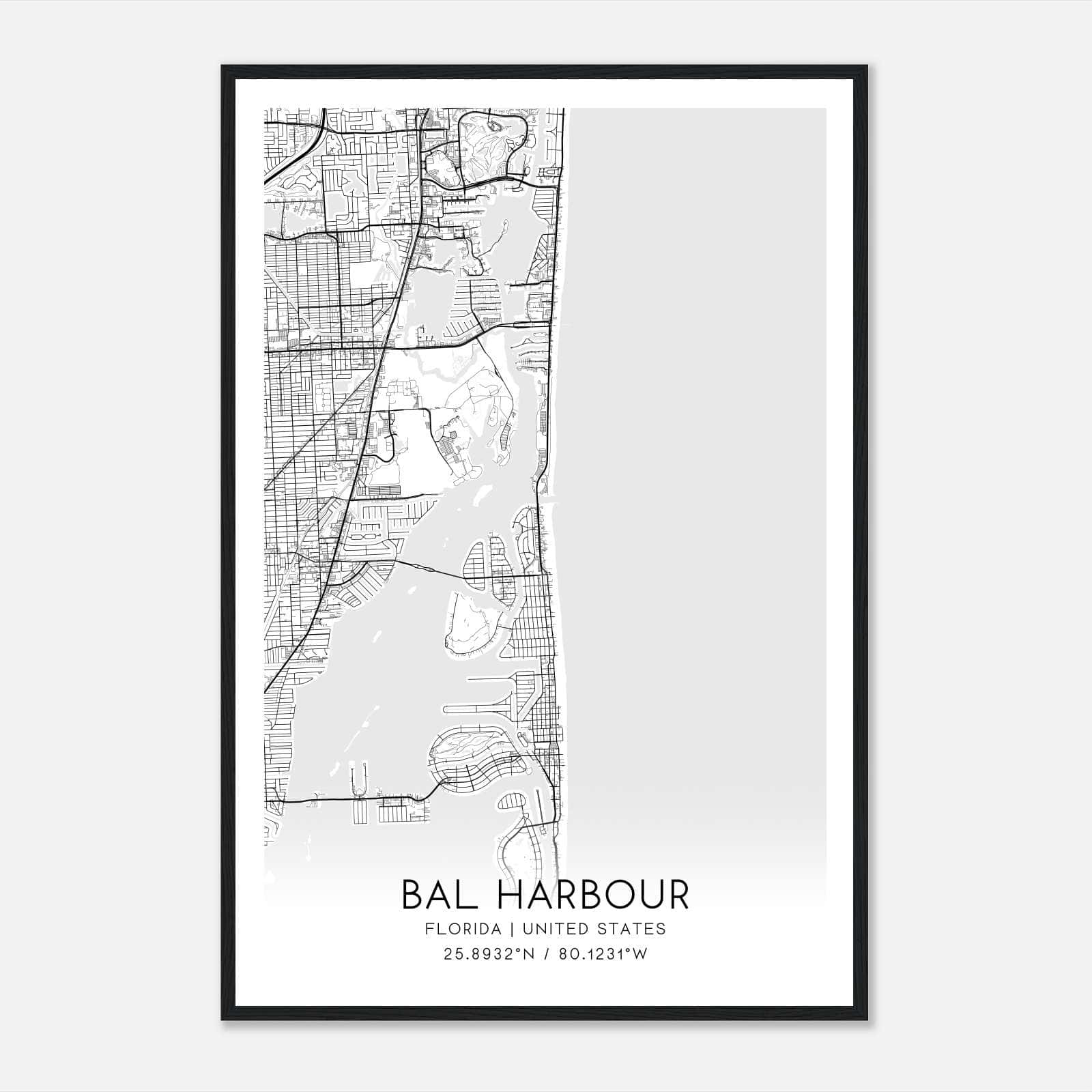 Bal Harbour Florida Map Poster, Modern Home Decor Wall Art Print Bal Harbour Florida Map Poster, Modern Home Decor Wall Art Print