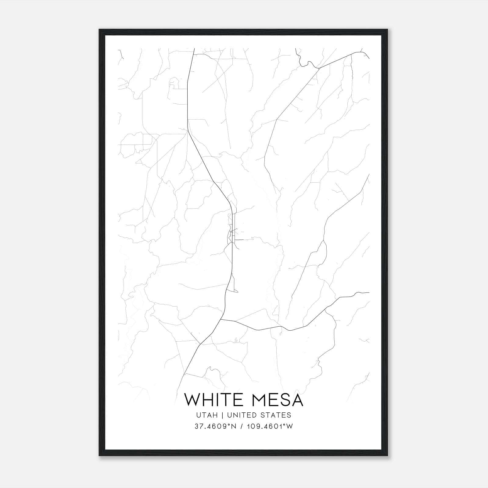 White Mesa Utah Map Poster, Modern Home Decor Wall Art Print White Mesa Utah Map Poster, Modern Home Decor Wall Art Print