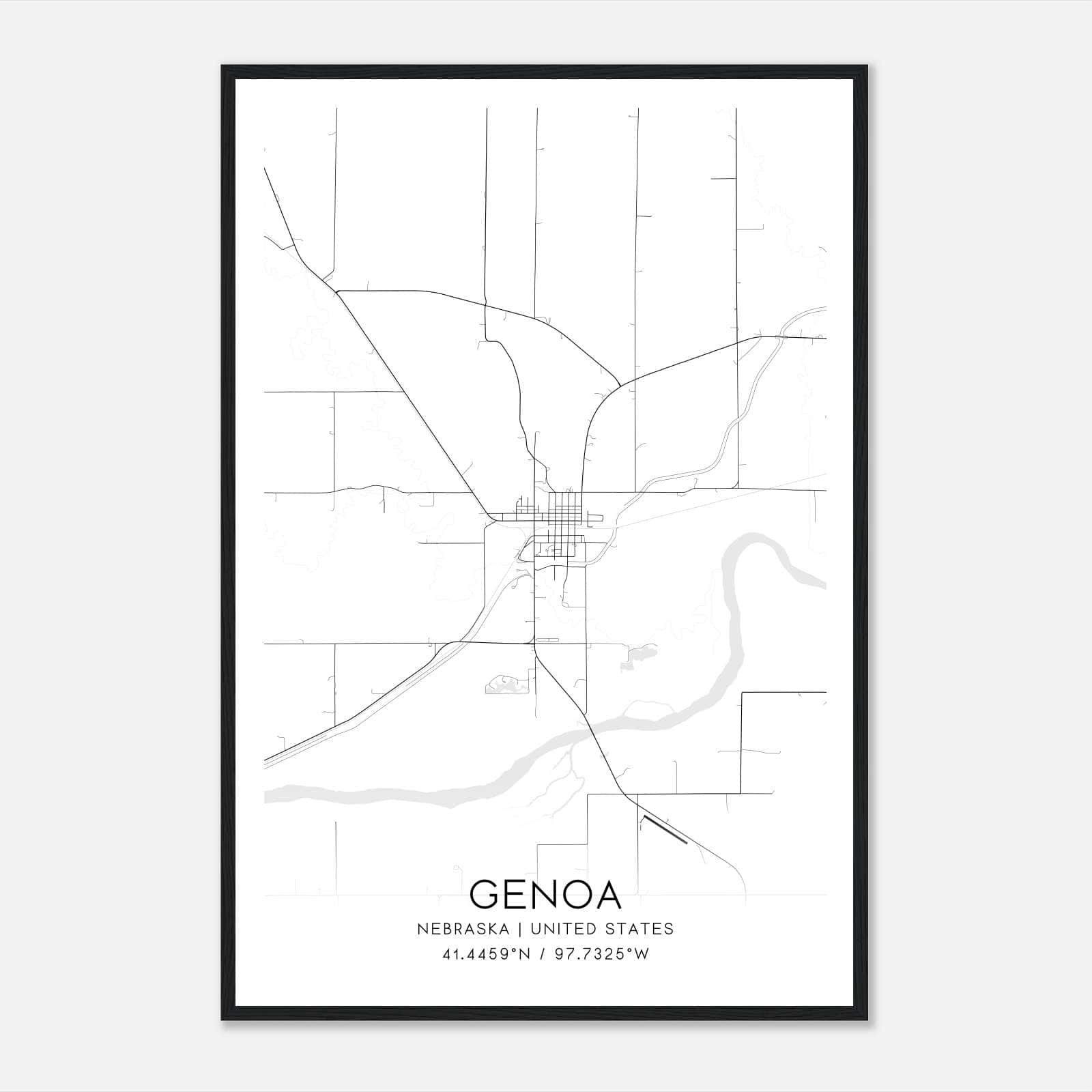 Genoa Nebraska Map Poster, Modern Home Decor Wall Art Print Genoa Nebraska Map Poster, Modern Home Decor Wall Art Print