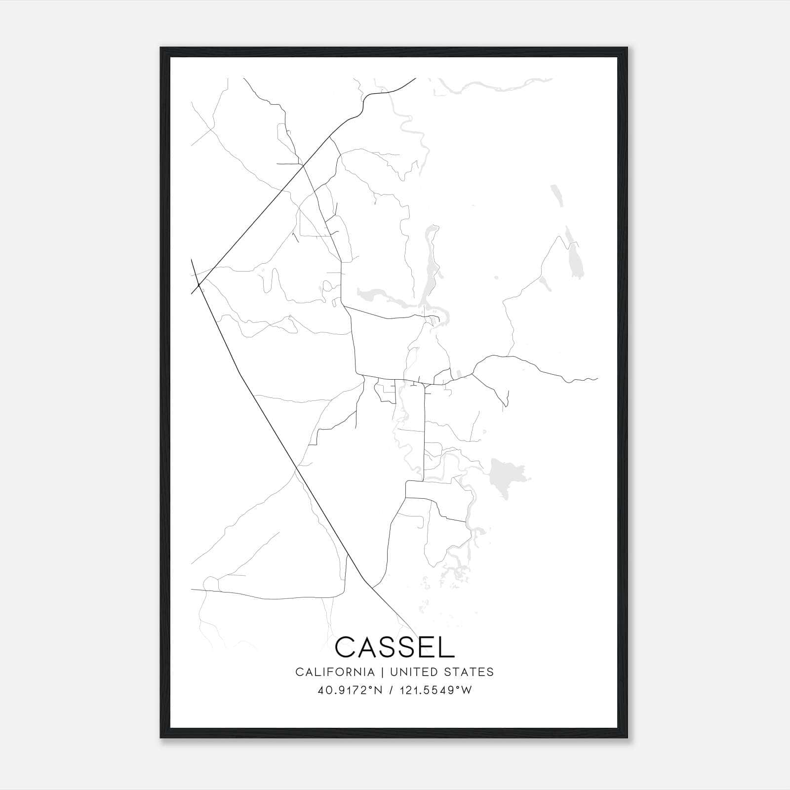 Cassel California Map Poster, Modern Home Decor Wall Art Print Cassel California Map Poster, Modern Home Decor Wall Art Print