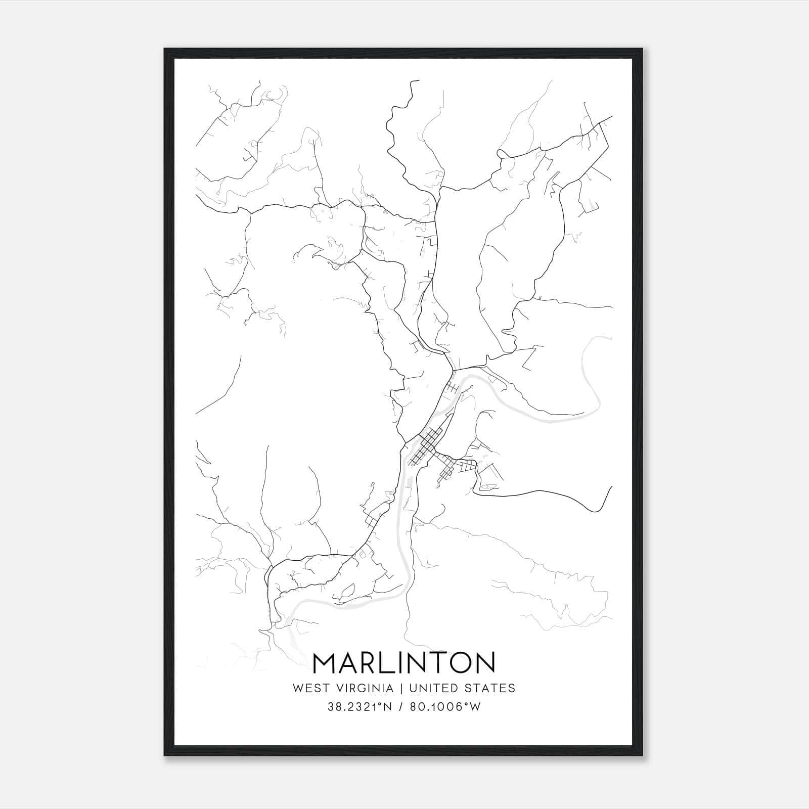 Marlinton West Virginia Map Poster, Modern Home Decor Wall Art Print Marlinton West Virginia Map Poster, Modern Home Decor Wall Art Print