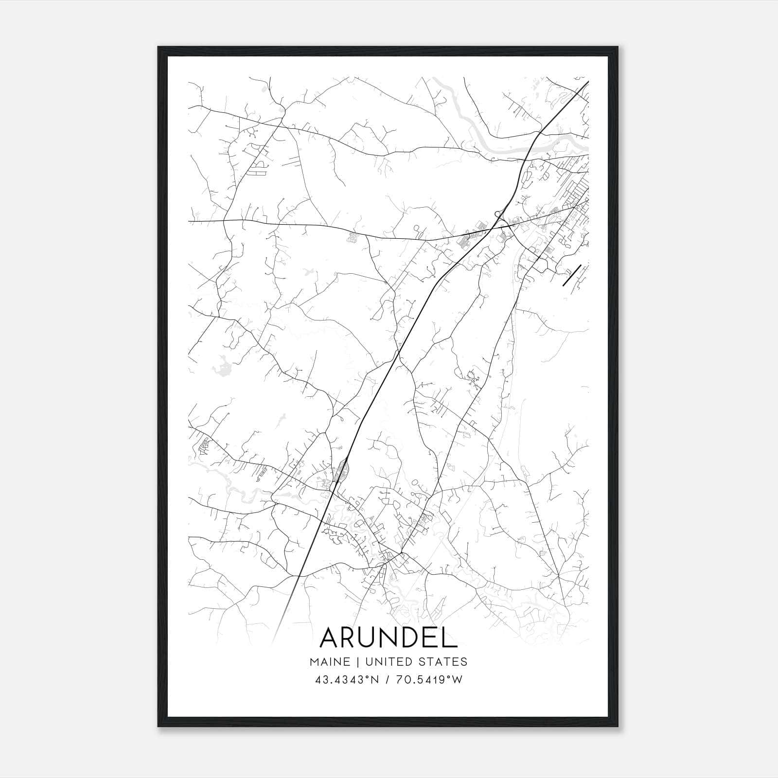 Arundel Maine Map Poster, Modern Home Decor Wall Art Print Arundel Maine Map Poster, Modern Home Decor Wall Art Print