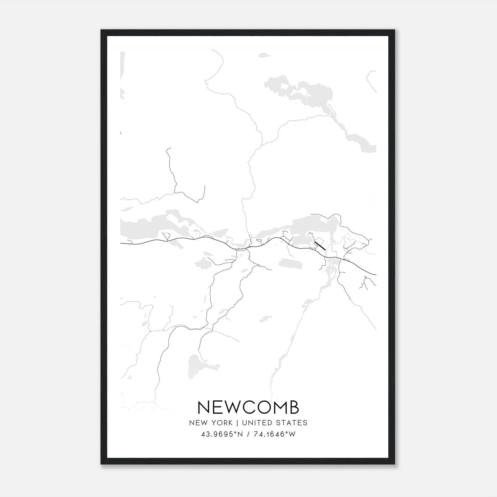 Newcomb New York Map Poster, Modern Home Decor Wall Art Print Newcomb New York Map Poster, Modern Home Decor Wall Art Print
