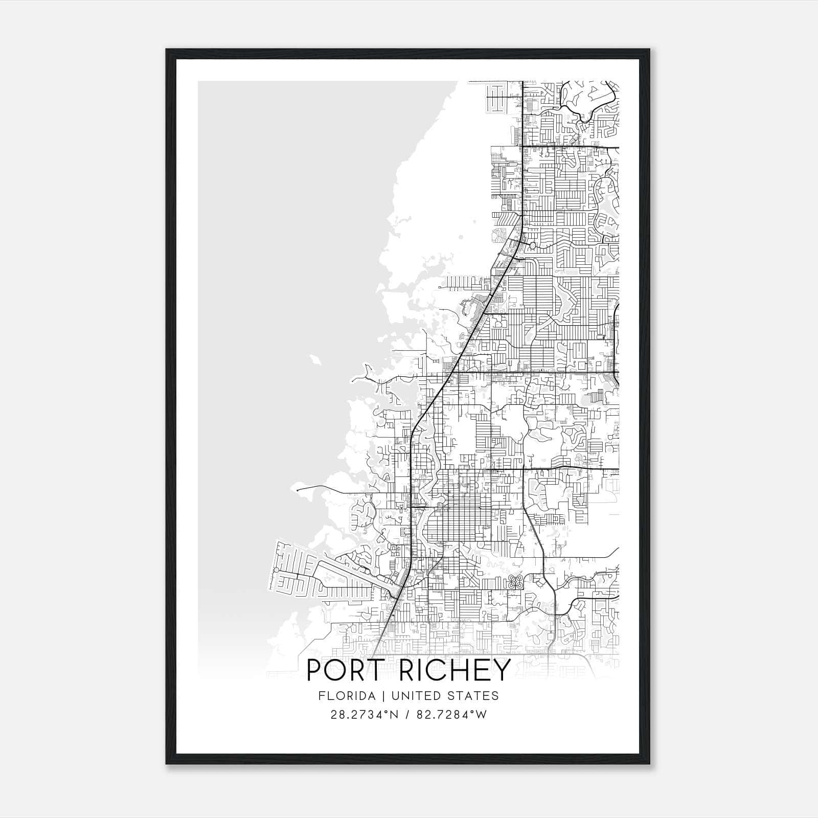 Port Richey Florida Map Poster, Modern Home Decor Wall Art Print Port Richey Florida Map Poster, Modern Home Decor Wall Art Print