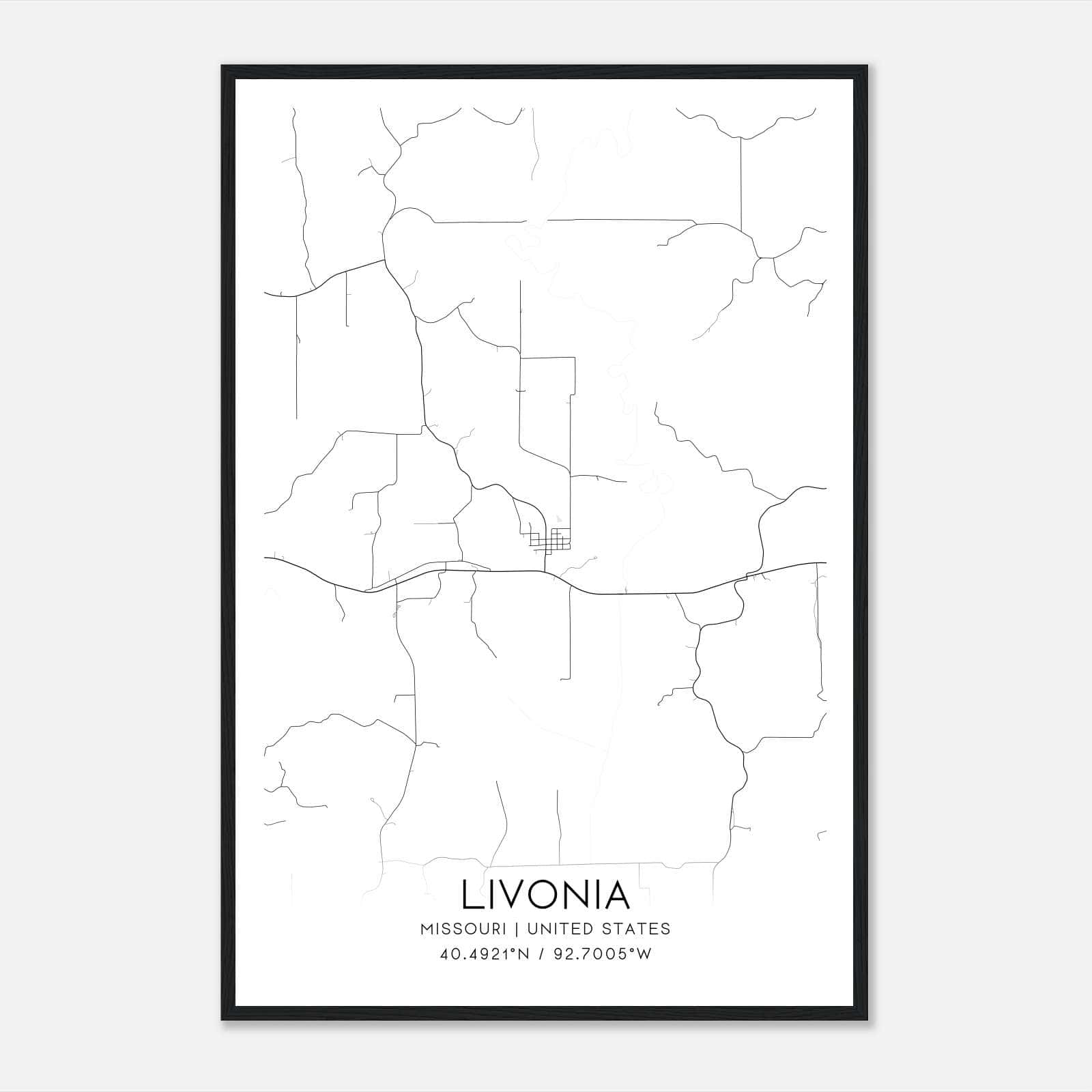 Livonia Missouri Map Poster, Modern Home Decor Wall Art Print Livonia Missouri Map Poster, Modern Home Decor Wall Art Print