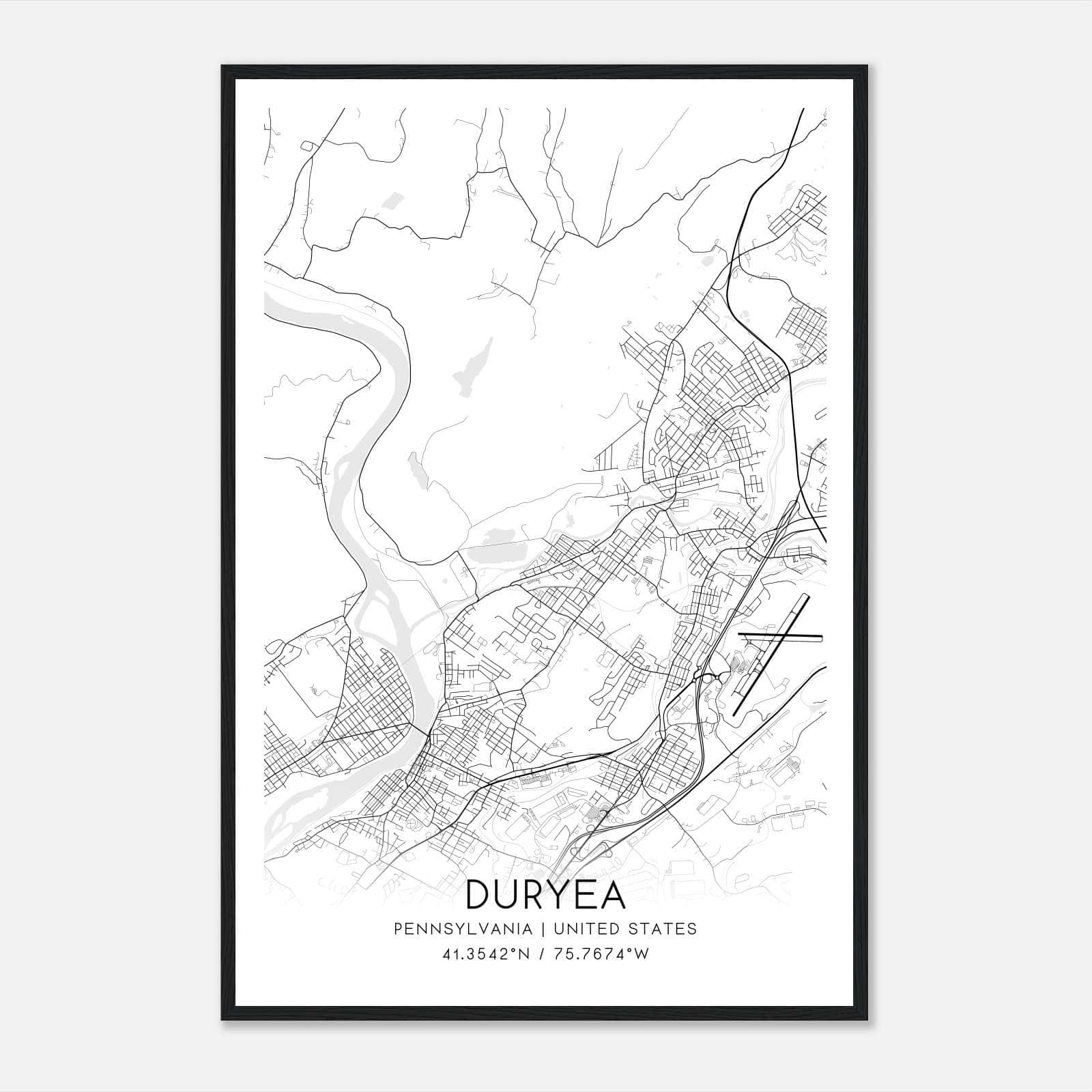 Duryea Pennsylvania Map Poster, Modern Home Decor Wall Art Print Duryea Pennsylvania Map Poster, Modern Home Decor Wall Art Print