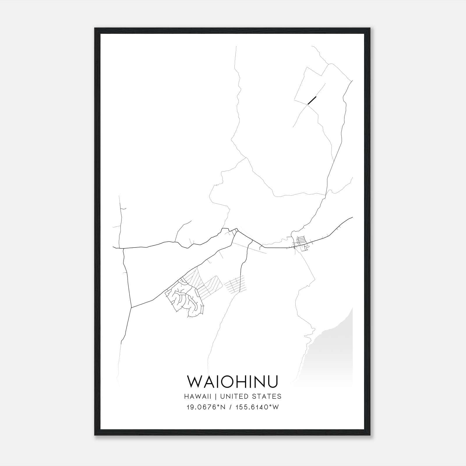 Waiohinu Hawaii Map Poster, Modern Home Decor Wall Art Print Waiohinu Hawaii Map Poster, Modern Home Decor Wall Art Print