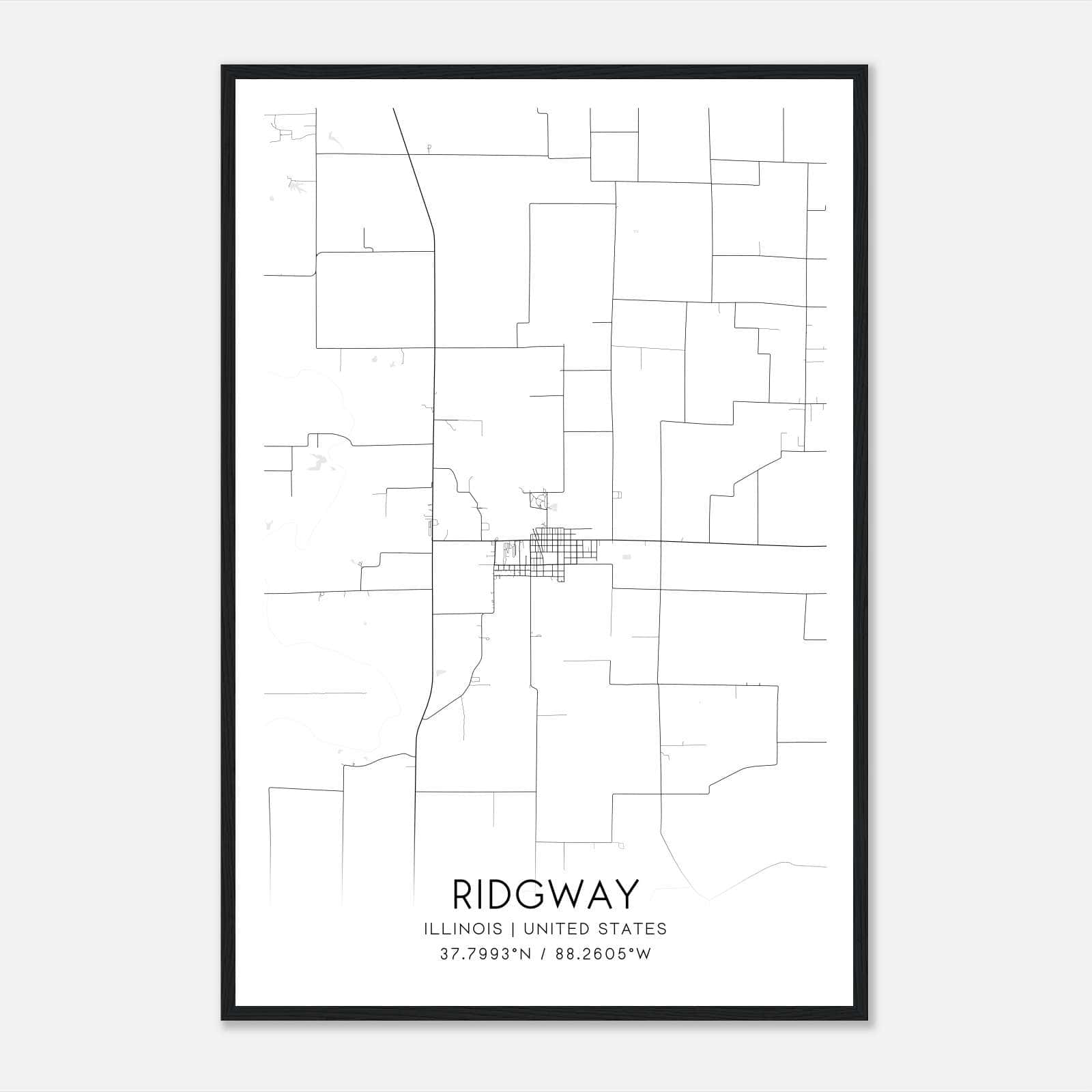 Ridgway Illinois Map Poster, Modern Home Decor Wall Art Print Ridgway Illinois Map Poster, Modern Home Decor Wall Art Print