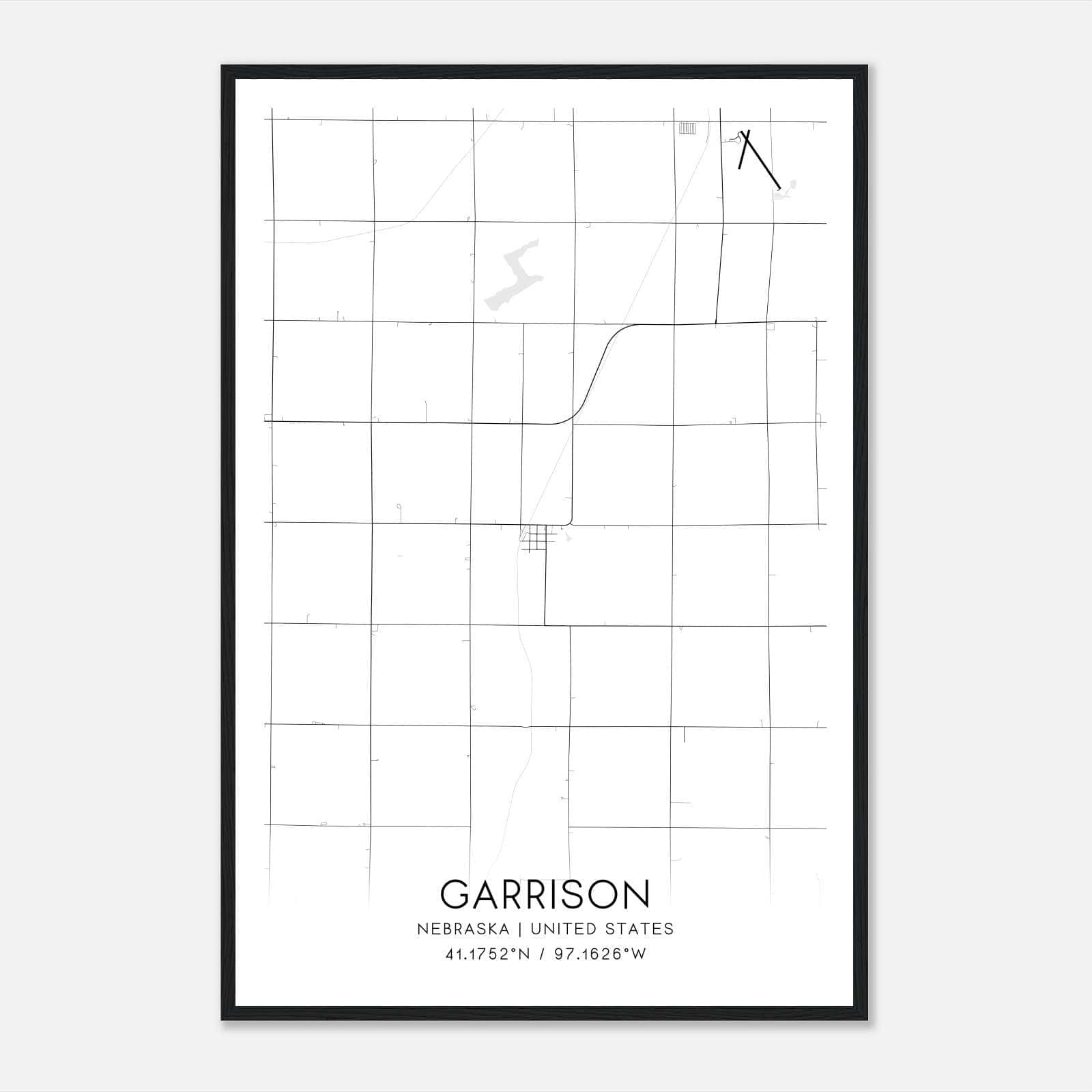 Garrison Nebraska Map Poster, Modern Home Decor Wall Art Print Garrison Nebraska Map Poster, Modern Home Decor Wall Art Print
