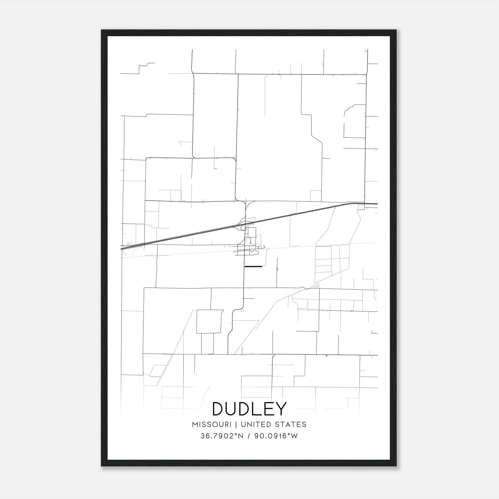 Dudley Missouri Map Poster, Modern Home Decor Wall Art Print Dudley Missouri Map Poster, Modern Home Decor Wall Art Print