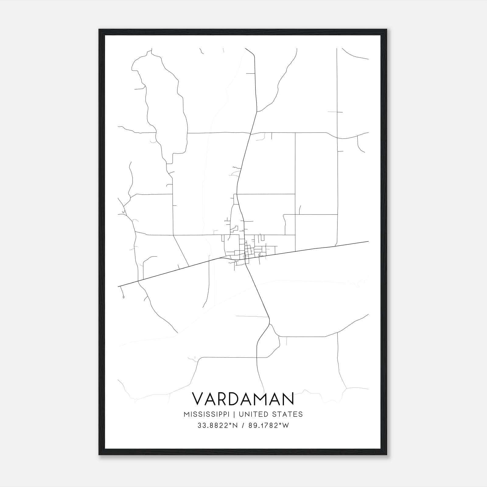 Vardaman Mississippi Map Poster, Modern Home Decor Wall Art Print Vardaman Mississippi Map Poster, Modern Home Decor Wall Art Print