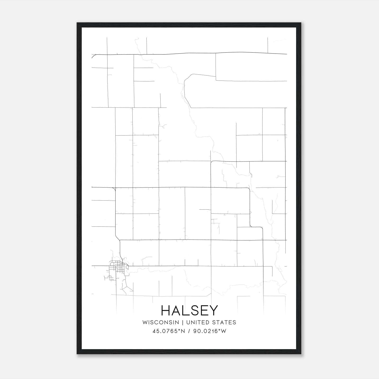 Halsey Wisconsin Map Poster, Modern Home Decor Wall Art Print Halsey Wisconsin Map Poster, Modern Home Decor Wall Art Print