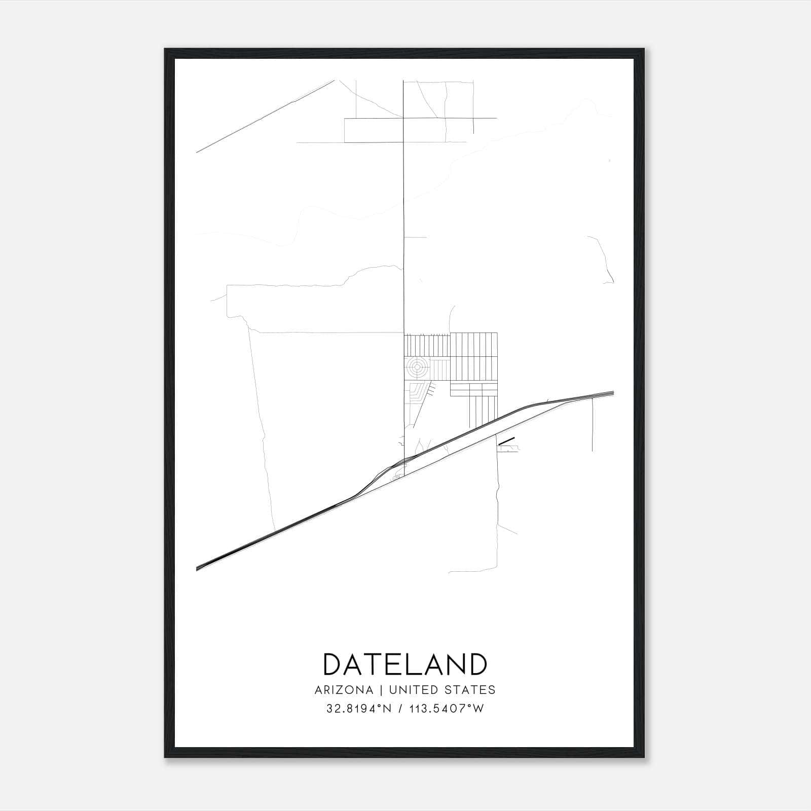 Dateland Arizona Map Poster, Modern Home Decor Wall Art Print Dateland Arizona Map Poster, Modern Home Decor Wall Art Print