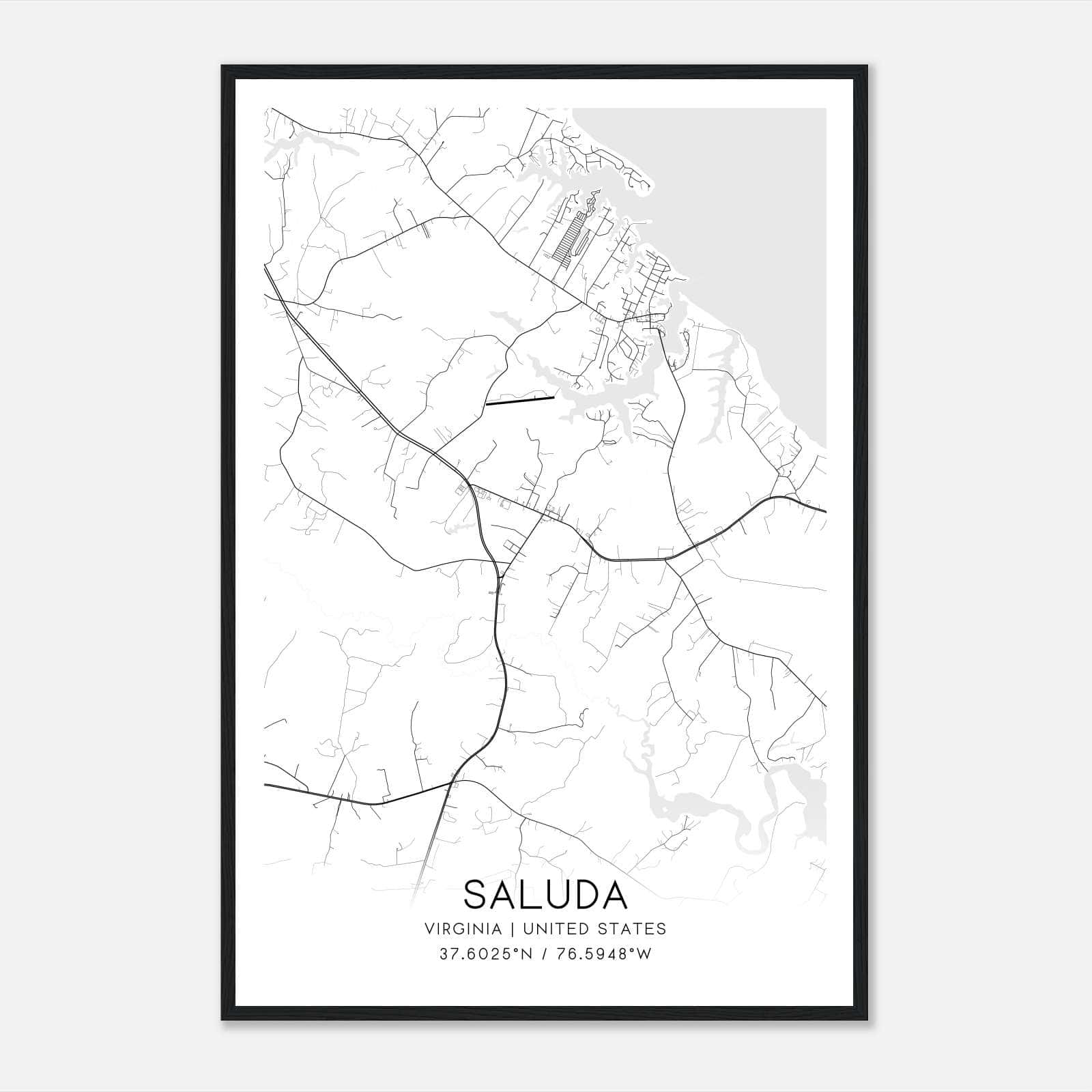 Saluda Virginia Map Poster, Modern Home Decor Wall Art Print Saluda Virginia Map Poster, Modern Home Decor Wall Art Print