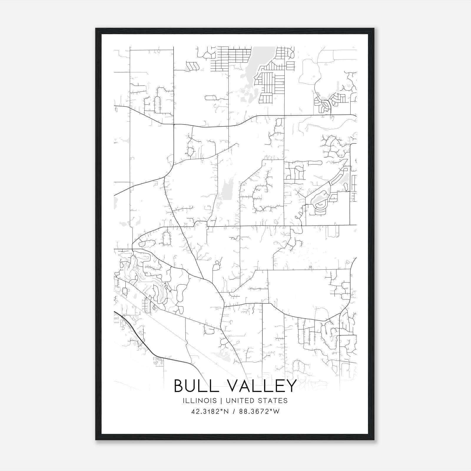 Bull Valley Illinois Map Poster, Modern Home Decor Wall Art Print Bull Valley Illinois Map Poster, Modern Home Decor Wall Art Print