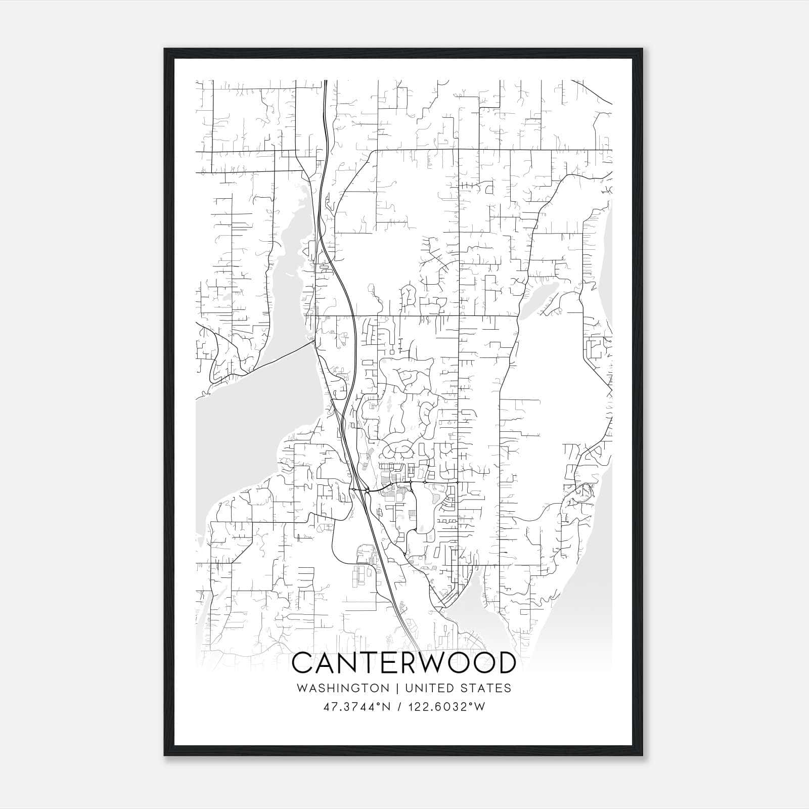 Canterwood Washington Map Poster, Modern Home Decor Wall Art Print Canterwood Washington Map Poster, Modern Home Decor Wall Art Print