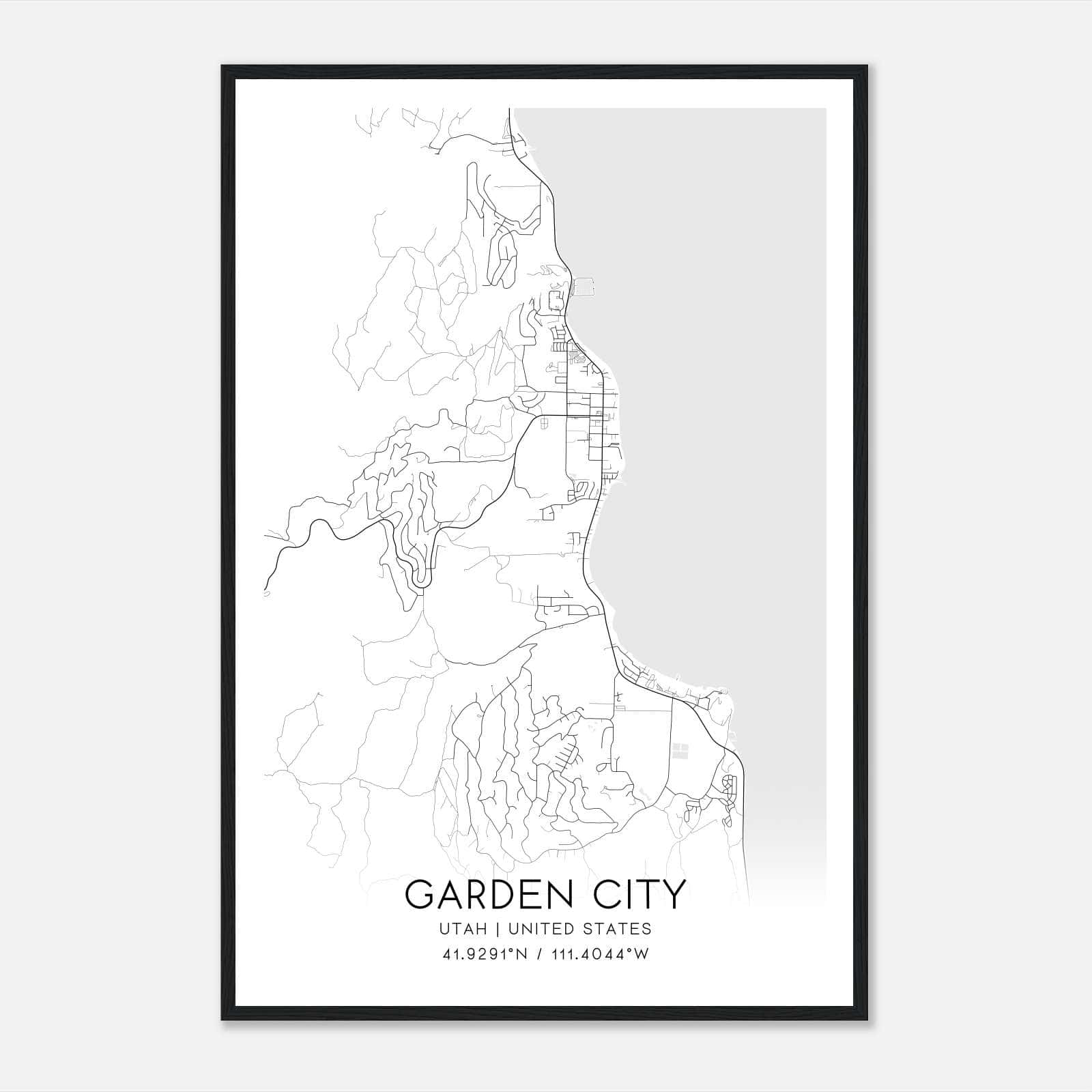 Garden City Utah Map Poster, Modern Home Decor Wall Art Print Garden City Utah Map Poster, Modern Home Decor Wall Art Print