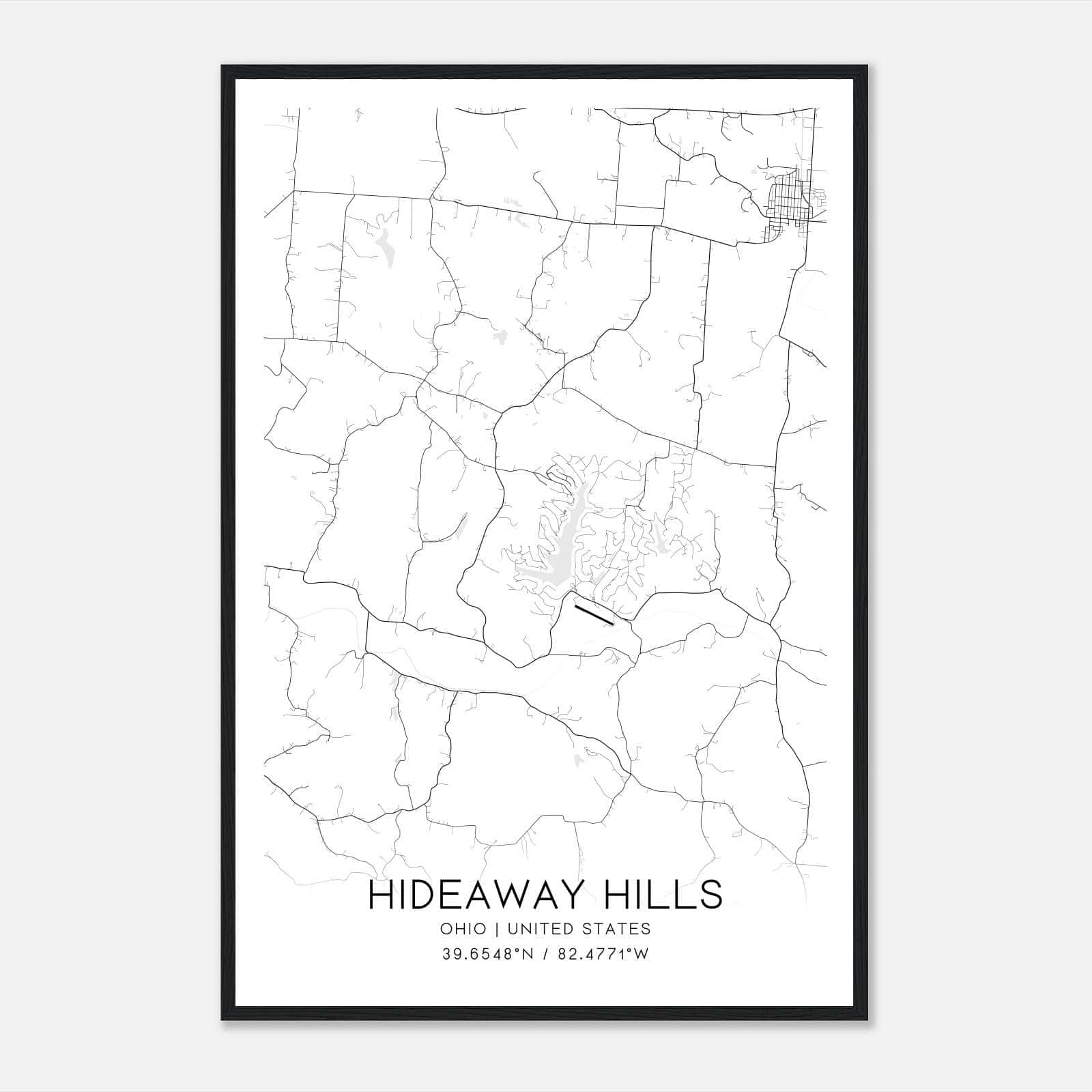 Hideaway Hills Ohio Map Poster, Modern Home Decor Wall Art Print Hideaway Hills Ohio Map Poster, Modern Home Decor Wall Art Print