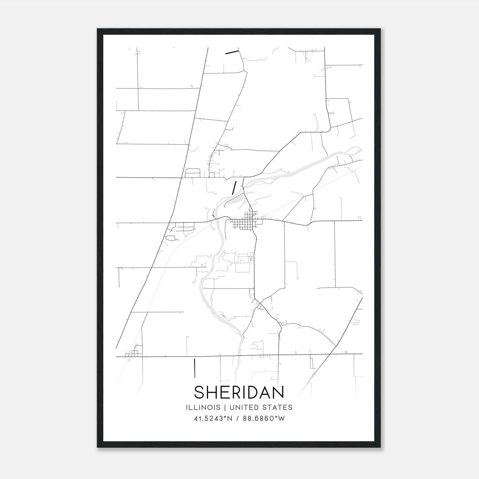 Sheridan Illinois Map Poster, Modern Home Decor Wall Art Print Sheridan Illinois Map Poster, Modern Home Decor Wall Art Print
