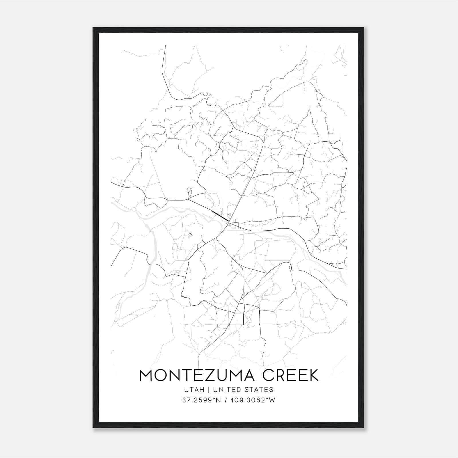 Montezuma Creek Utah Map Poster, Modern Home Decor Wall Art Print Montezuma Creek Utah Map Poster, Modern Home Decor Wall Art Print