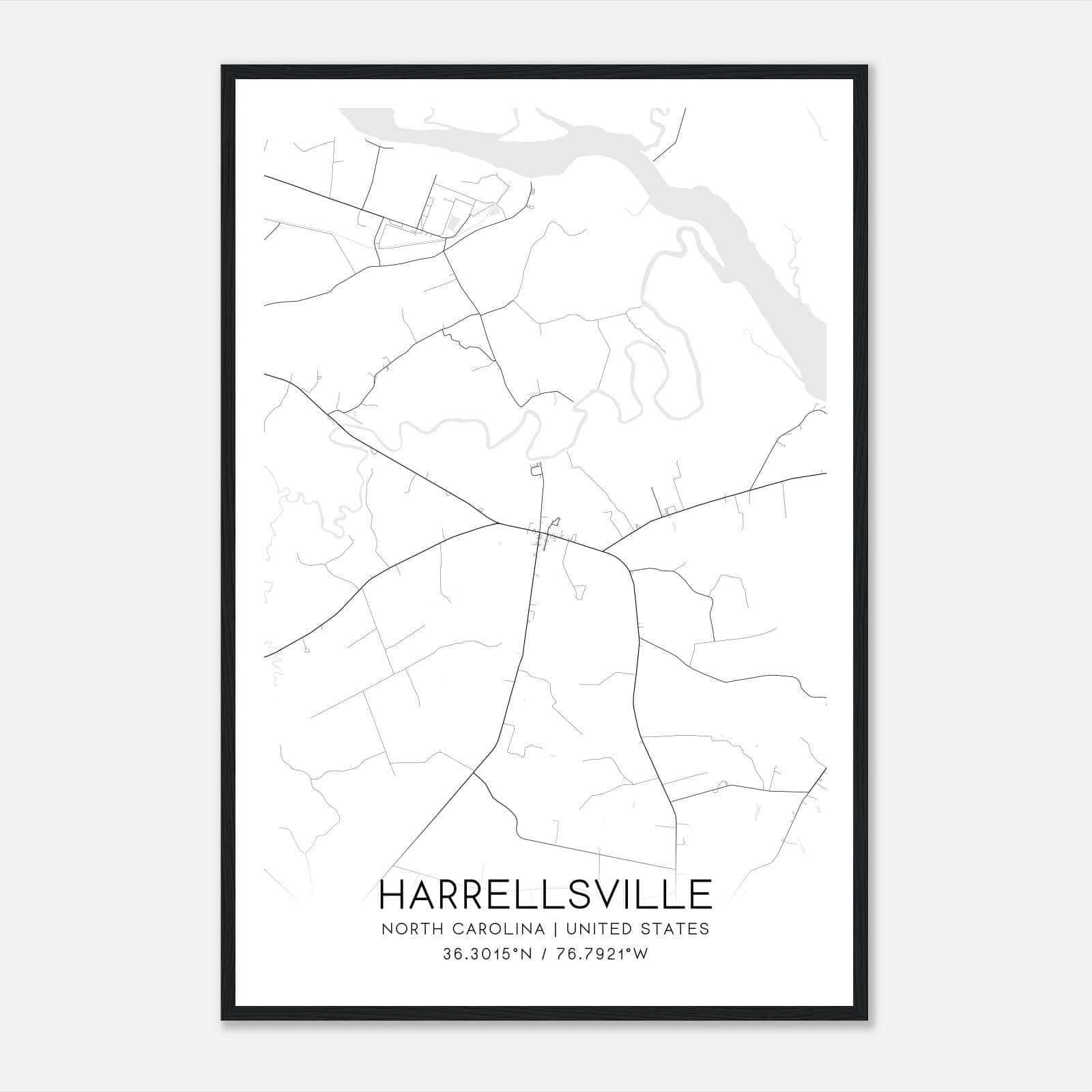 Harrellsville North Carolina Map Poster, Modern Home Decor Wall Art Print Harrellsville North Carolina Map Poster, Modern Home Decor Wall Art Print