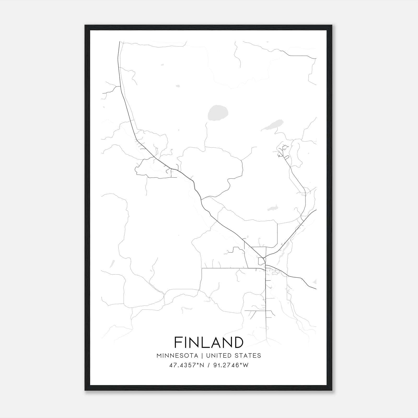 Finland Minnesota Map Poster, Modern Home Decor Wall Art Print Finland Minnesota Map Poster, Modern Home Decor Wall Art Print