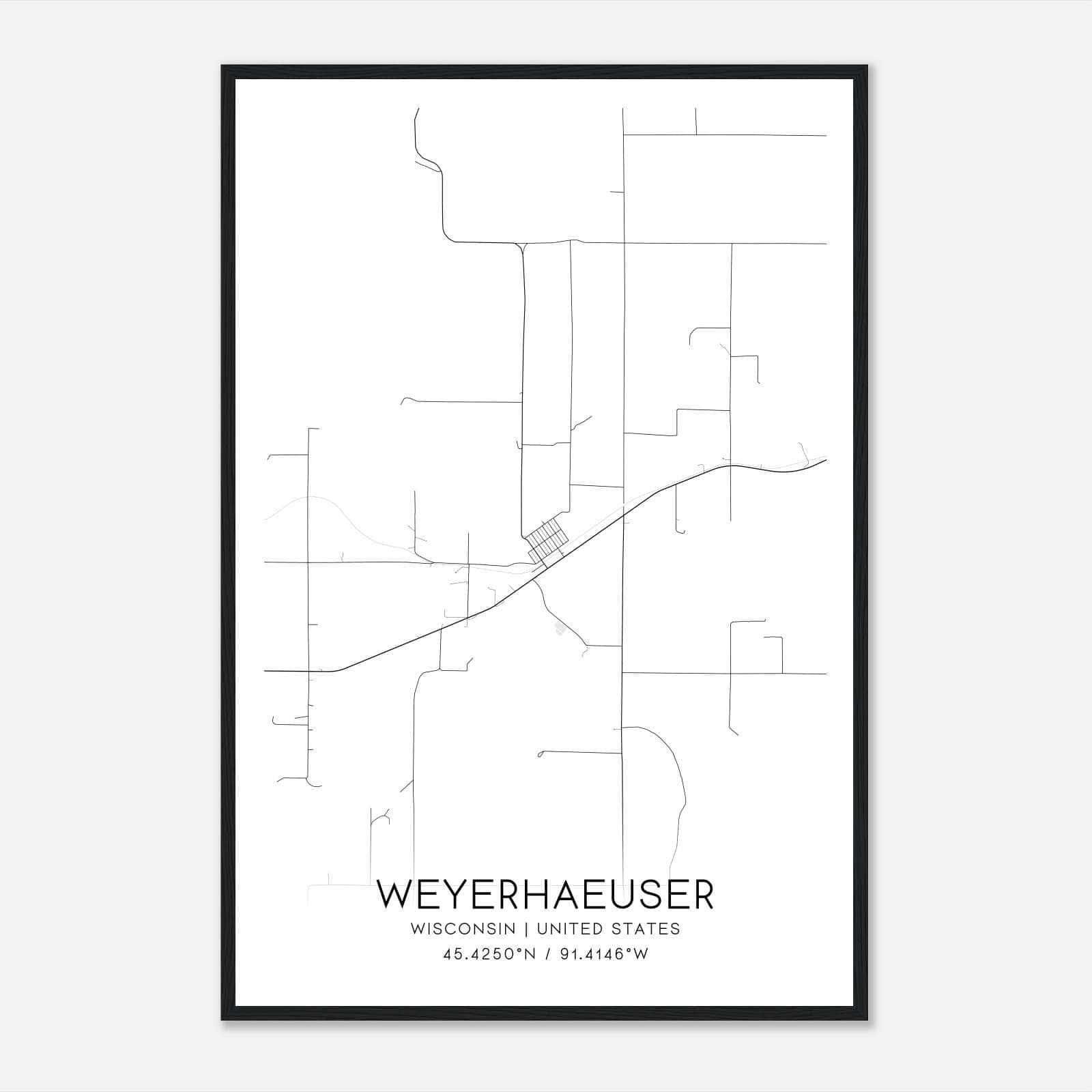 Weyerhaeuser Wisconsin Map Poster, Modern Home Decor Wall Art Print Weyerhaeuser Wisconsin Map Poster, Modern Home Decor Wall Art Print