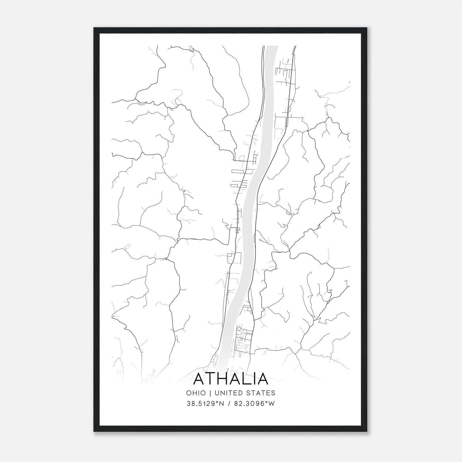 Athalia Ohio Map Poster, Modern Home Decor Wall Art Print Athalia Ohio Map Poster, Modern Home Decor Wall Art Print
